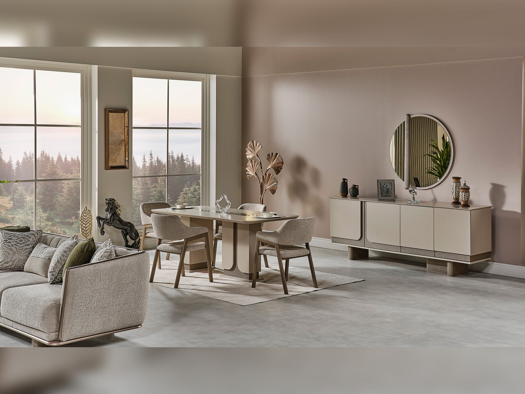 Efes Mum Diningroom (Consol With Mirror & Dining Table & 6 Dining Chair)