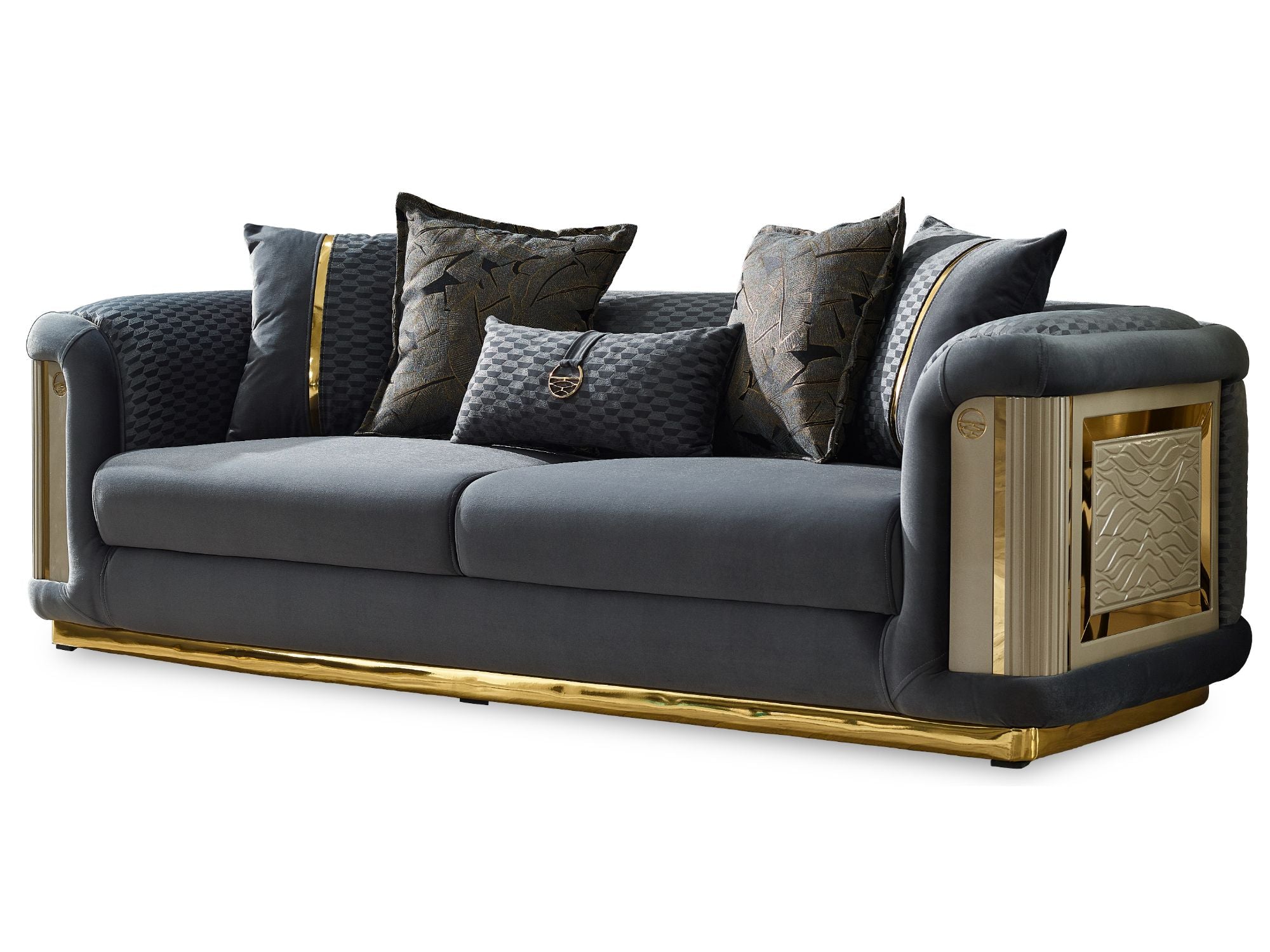Elegance 3-pieces (Sofa & Loveseat & Chair) Livingroom Set Dark Grey