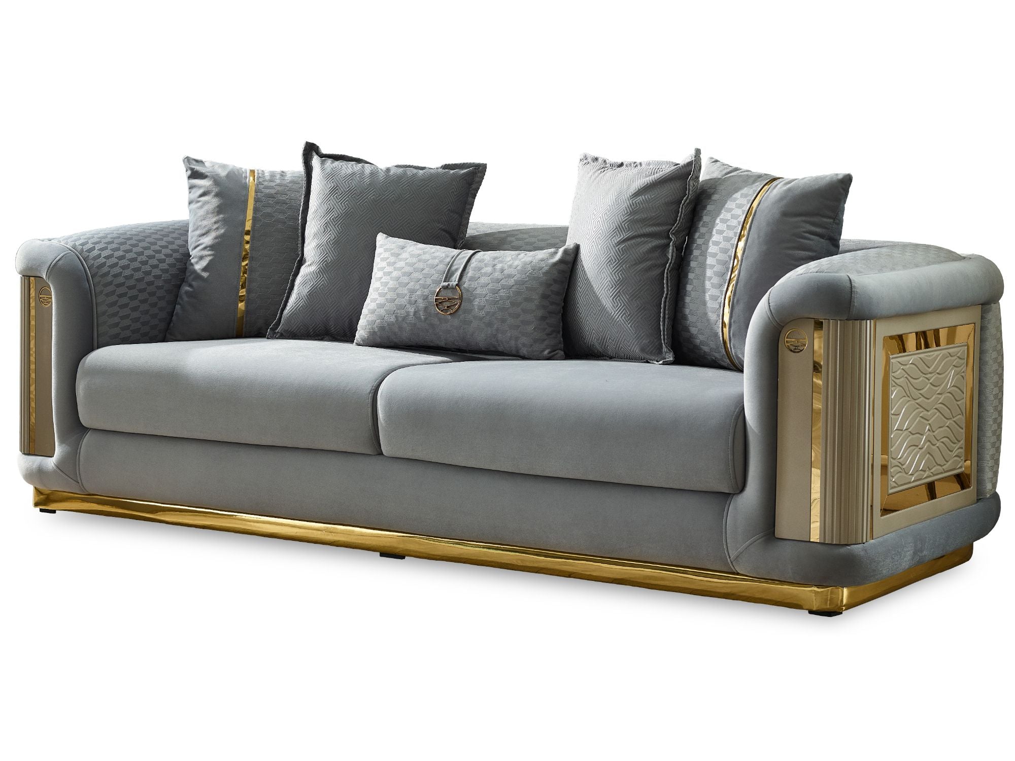 Elegance 3-pieces (Sofa & Loveseat & Chair) Livingroom Set Light Grey