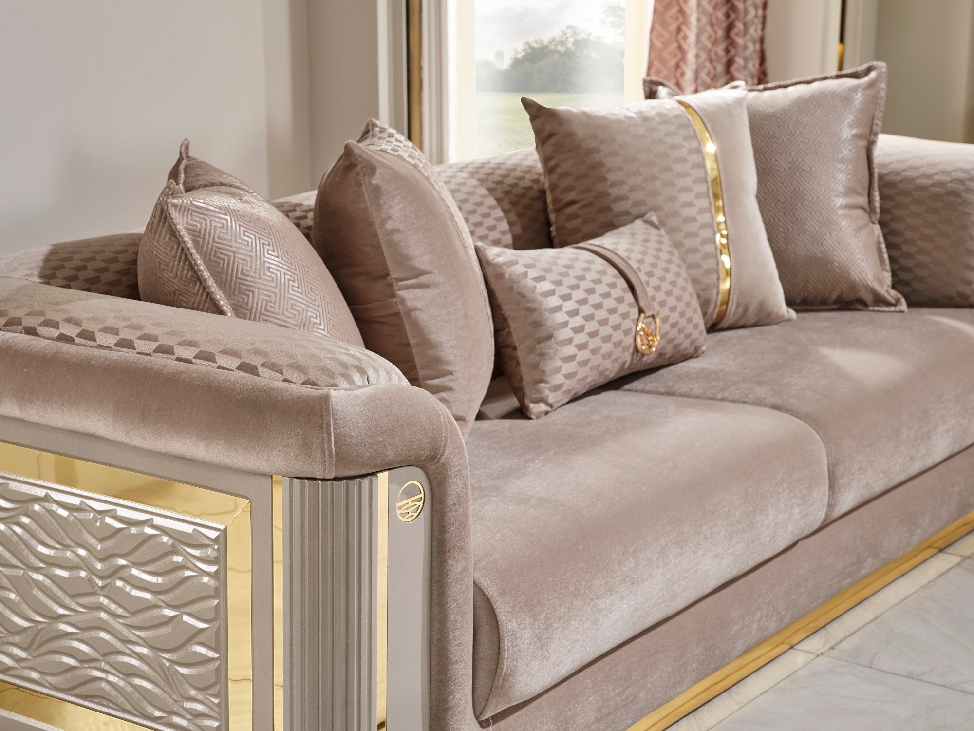 Elegance 3-pieces (Sofa & Loveseat & Chair) Livingroom Set Beige
