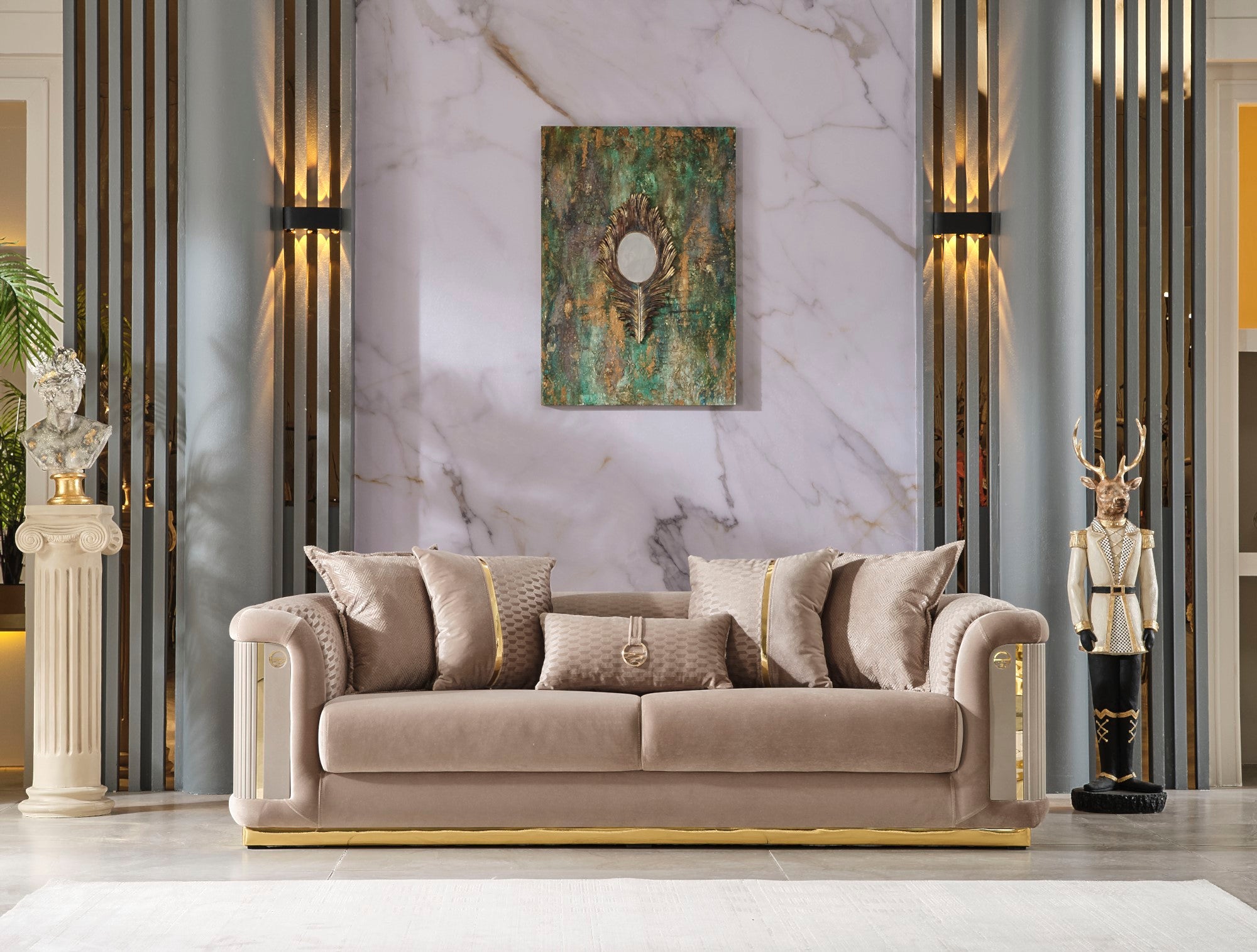 Elegance 3-pieces (Sofa & Loveseat & Chair) Livingroom Set Beige