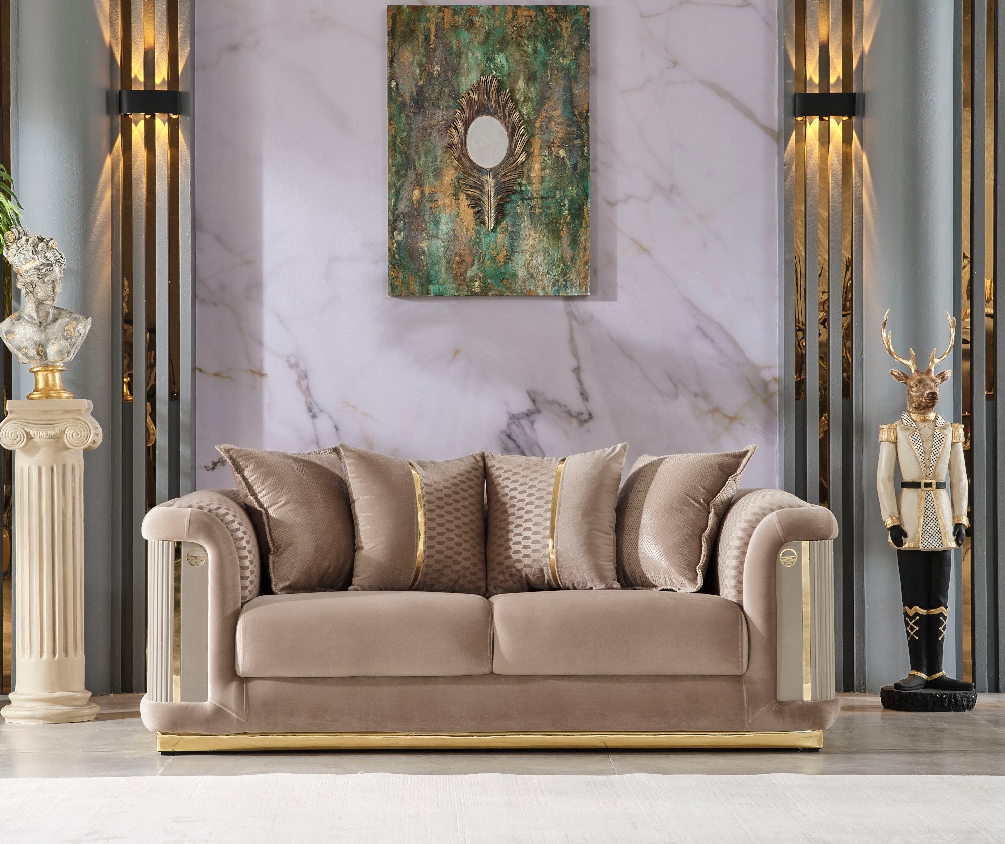 Elegance 3-pieces (Sofa & Loveseat & Chair) Livingroom Set Beige