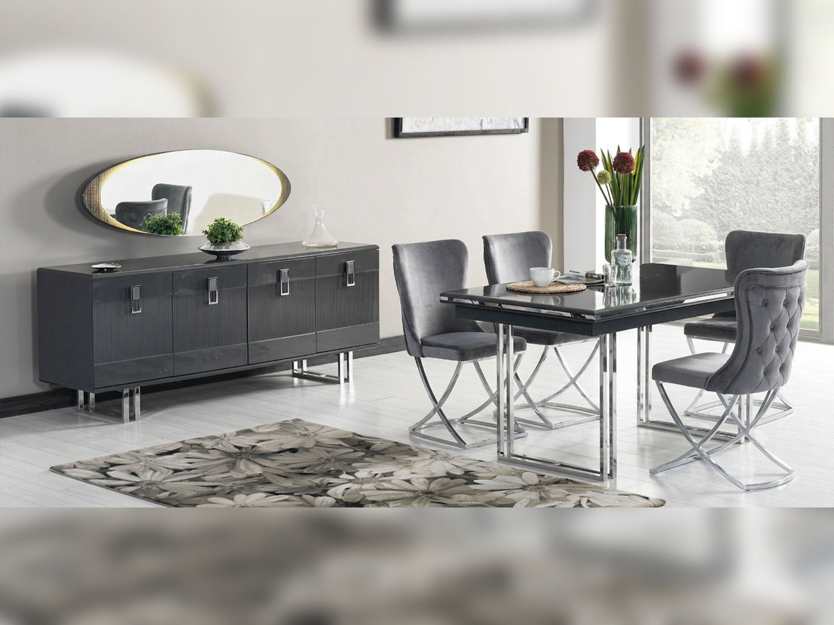 Elips Diningroom (Consol & Mirror & Table & 6 Dining Chair) Anthracite