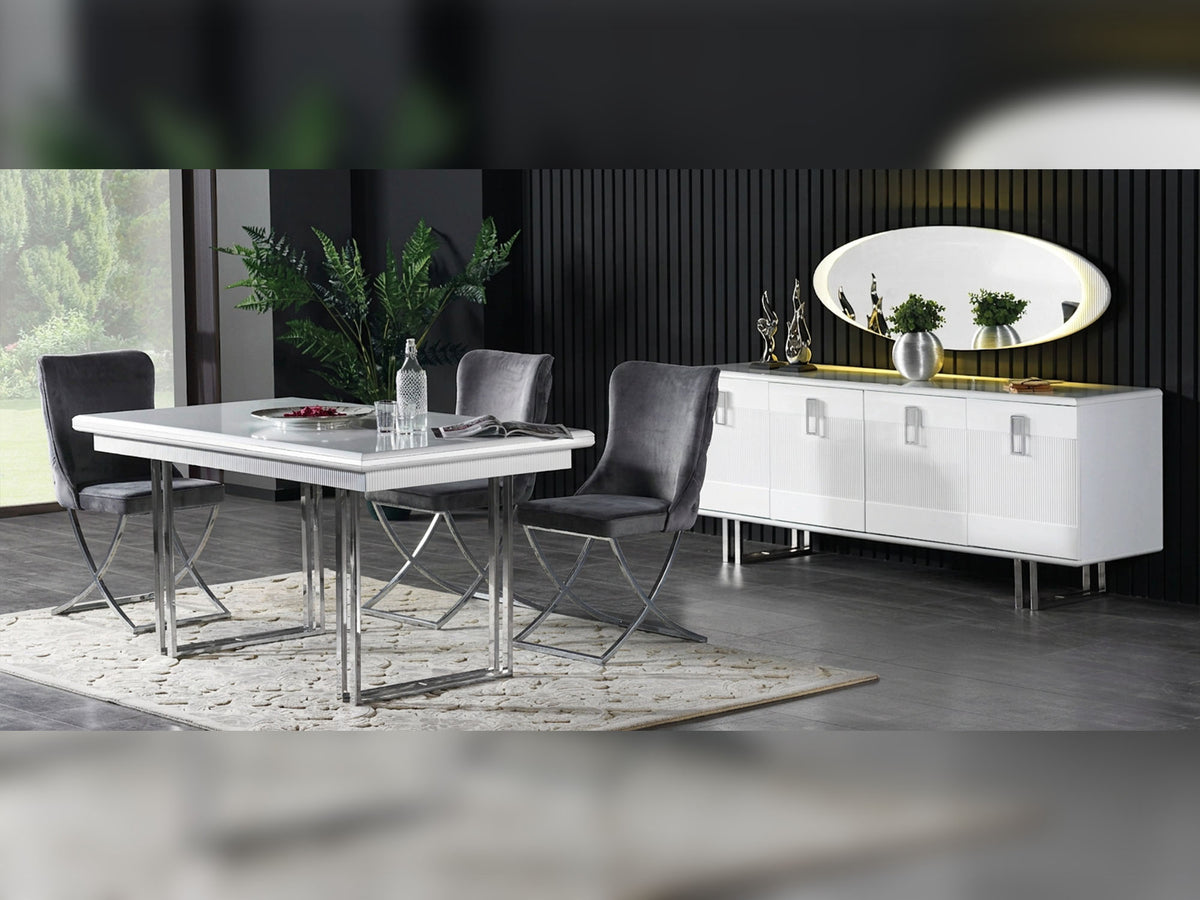 Elips Diningroom (Consol & Mirror & Table & 6 Dining Chair) White