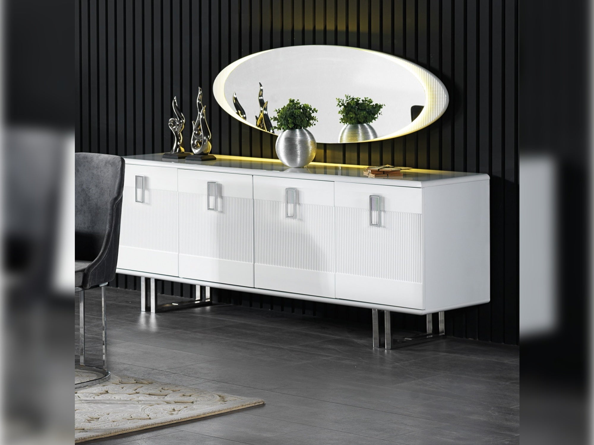 Elips Diningroom Consol With Mirror White
