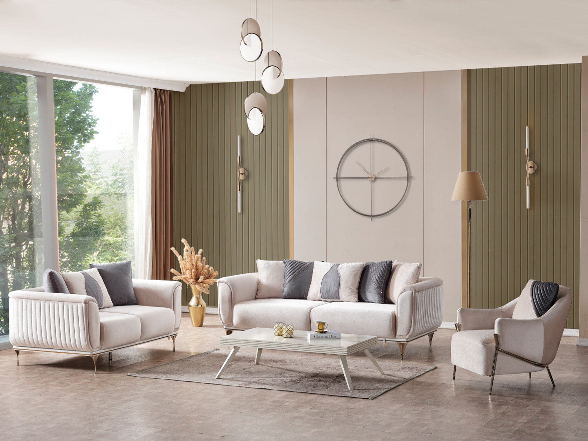 Esperanza 3-pieces (Sofa & Loveseat & Chair) Livingroom Set Beige