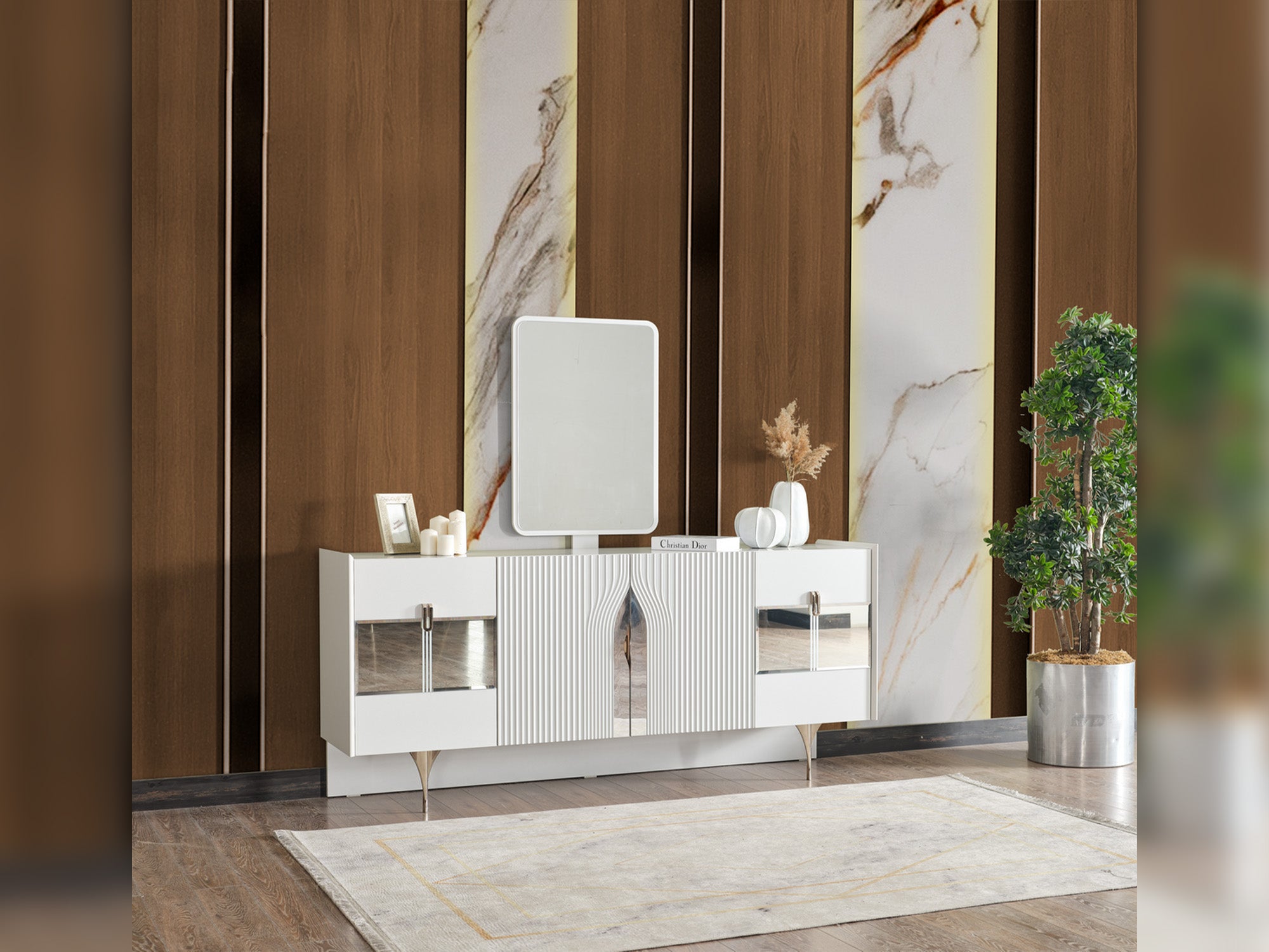 Esperanza Diningroom (Consol With Mirror & Dining Table & 6 Dining Chair)