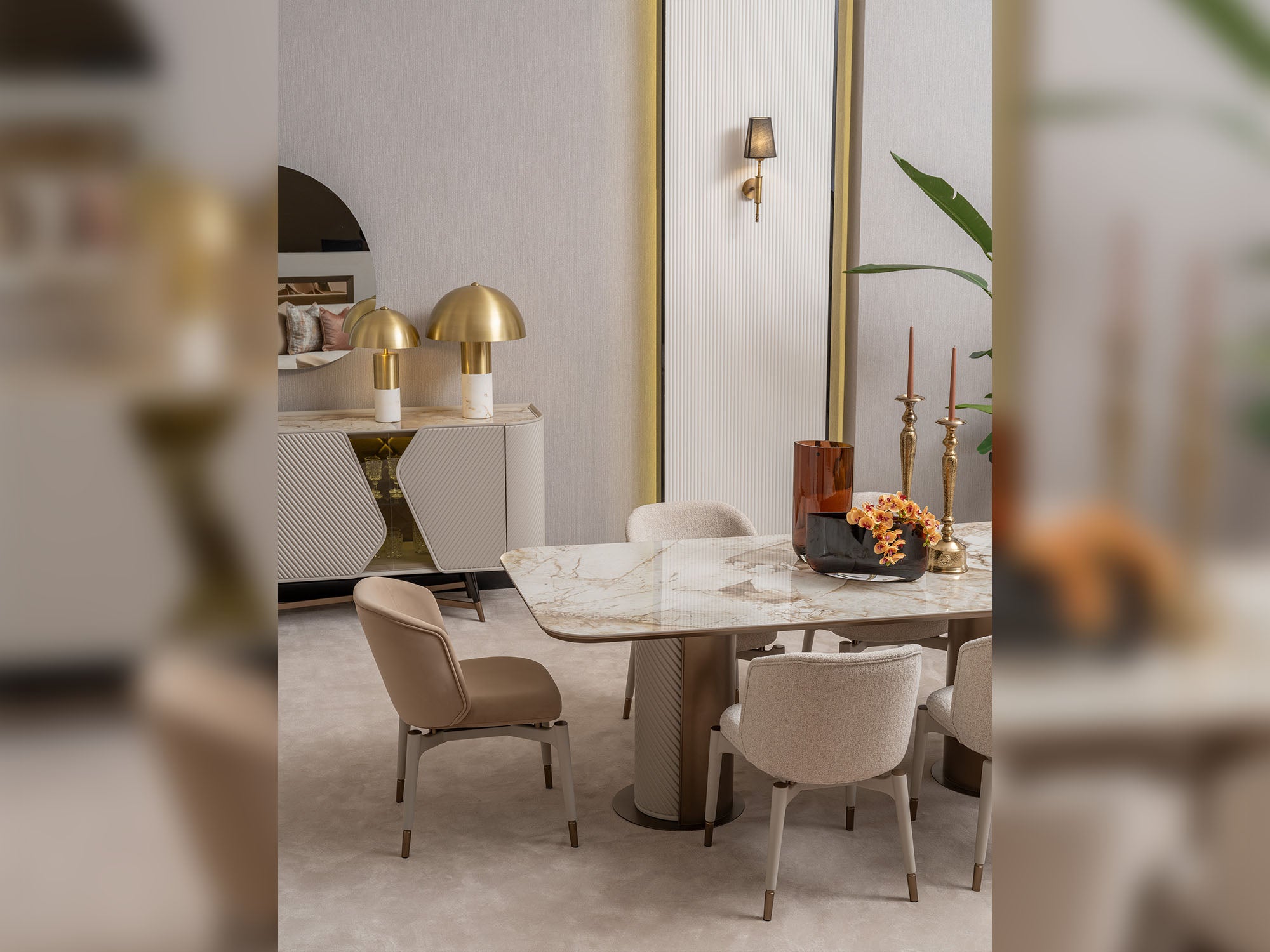 Essenza Diningroom (Consol With Mirror & Dining Table & 6 Dining Chair)