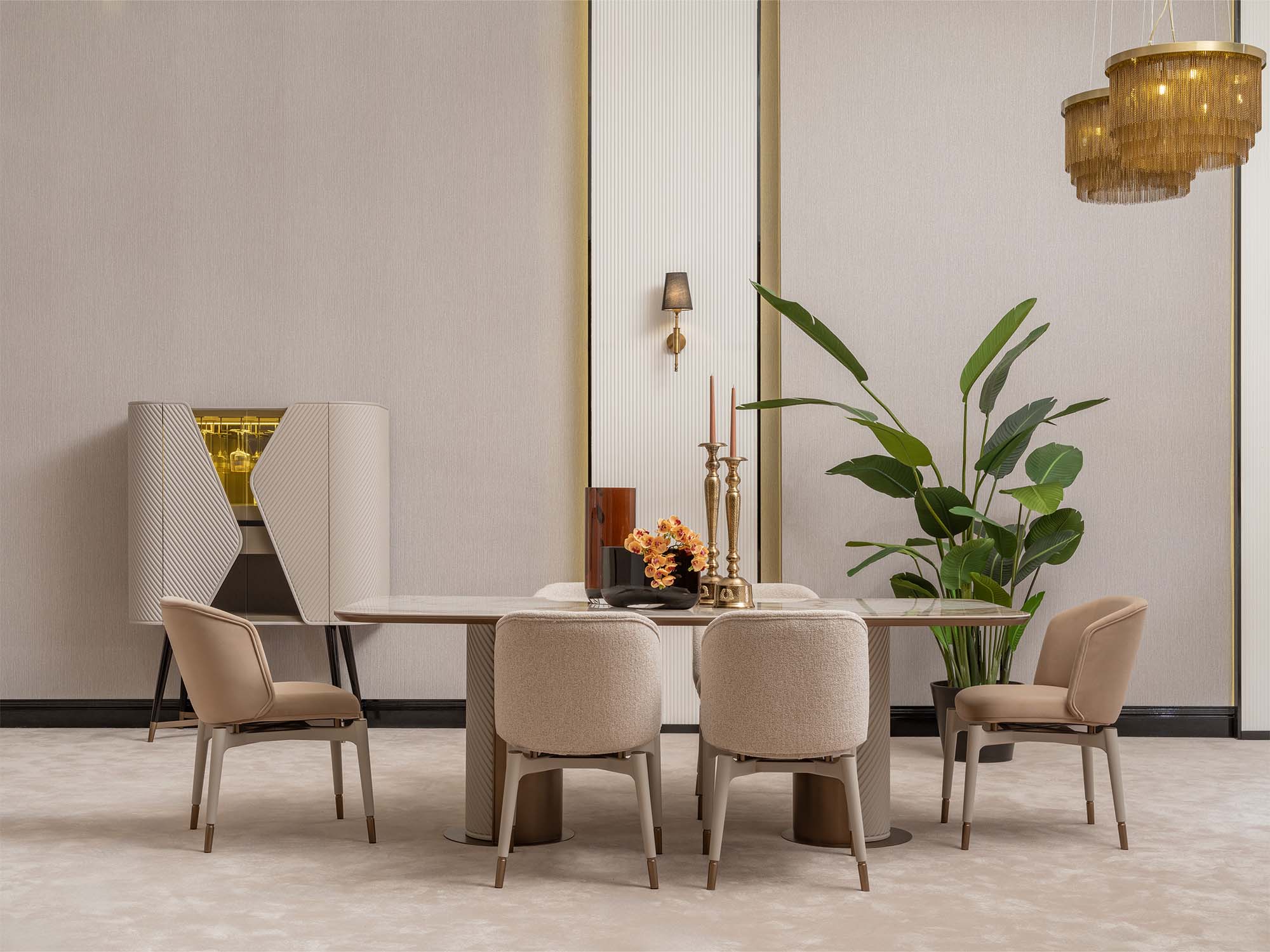 Essenza Diningroom (Consol With Mirror & Dining Table & 6 Dining Chair)