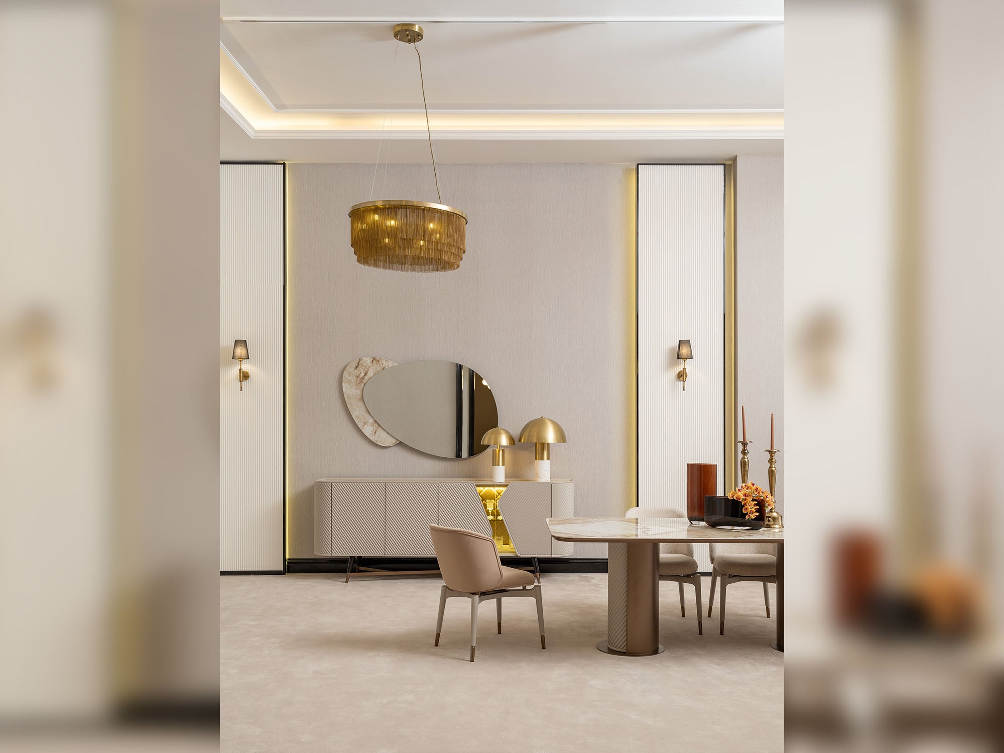 Essenza Diningroom (Consol With Mirror & Dining Table & 6 Dining Chair)