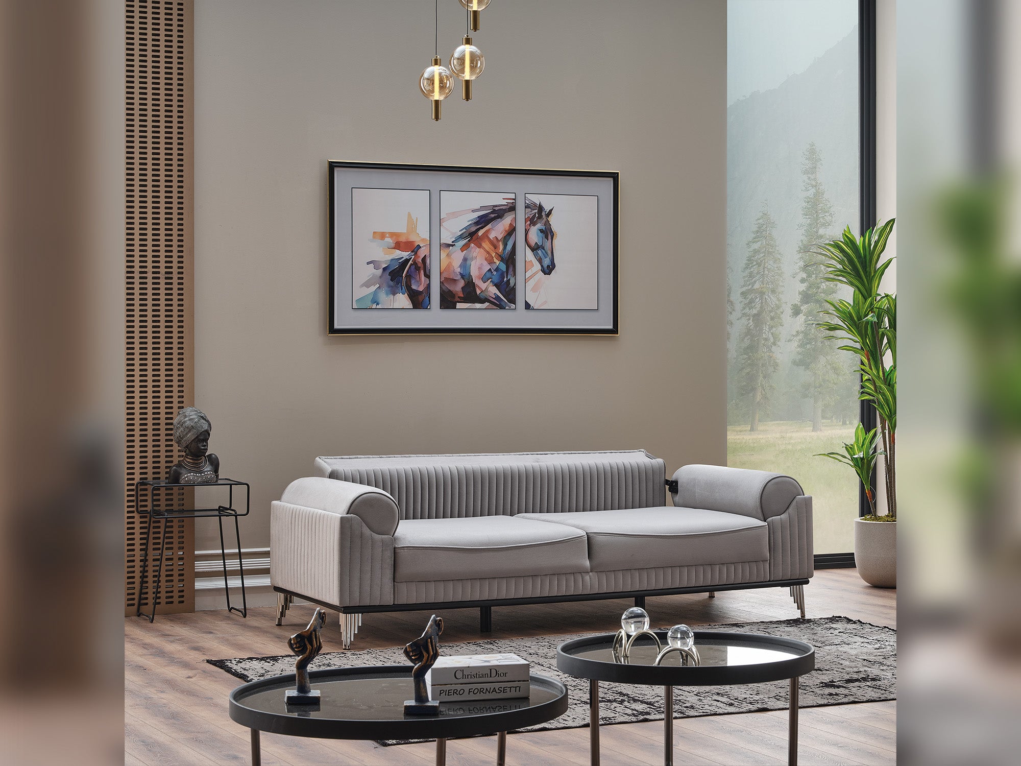 Everest 3-pieces (Sofa & Loveseat & Chair) Livingroom Set Light Grey