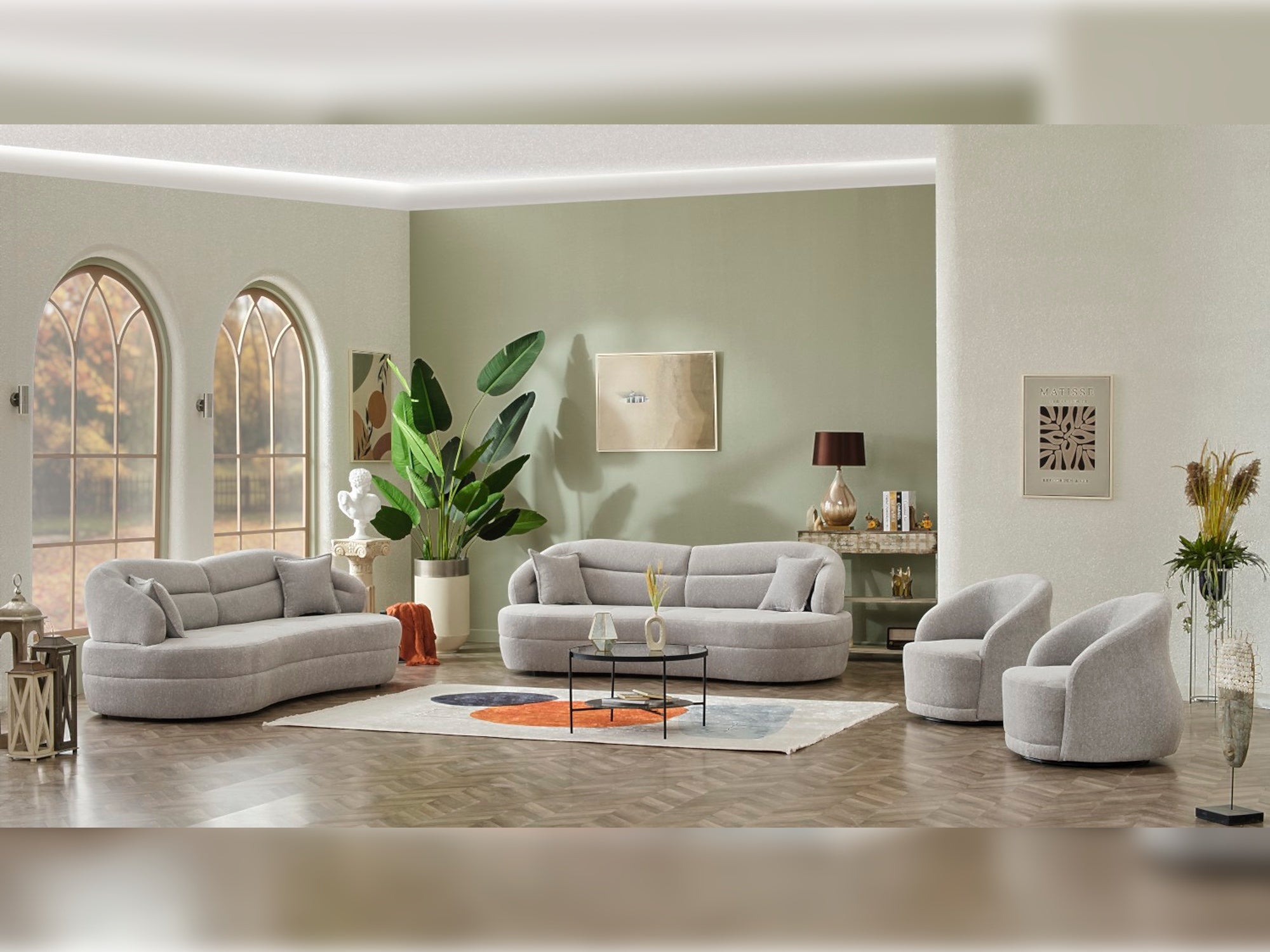 Gloria 4-pieces (2 Sofa & 2 Chair) Livingroom Set Cream