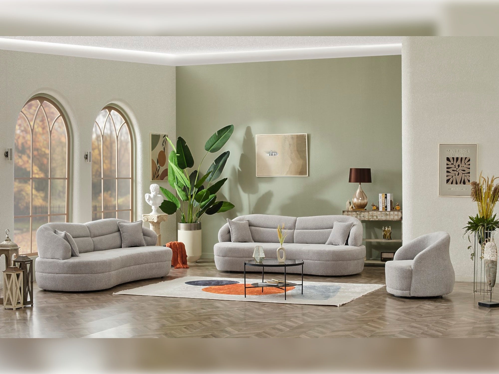 Gloria 4-pieces (2 Sofa & 2 Chair) Livingroom Set Cream