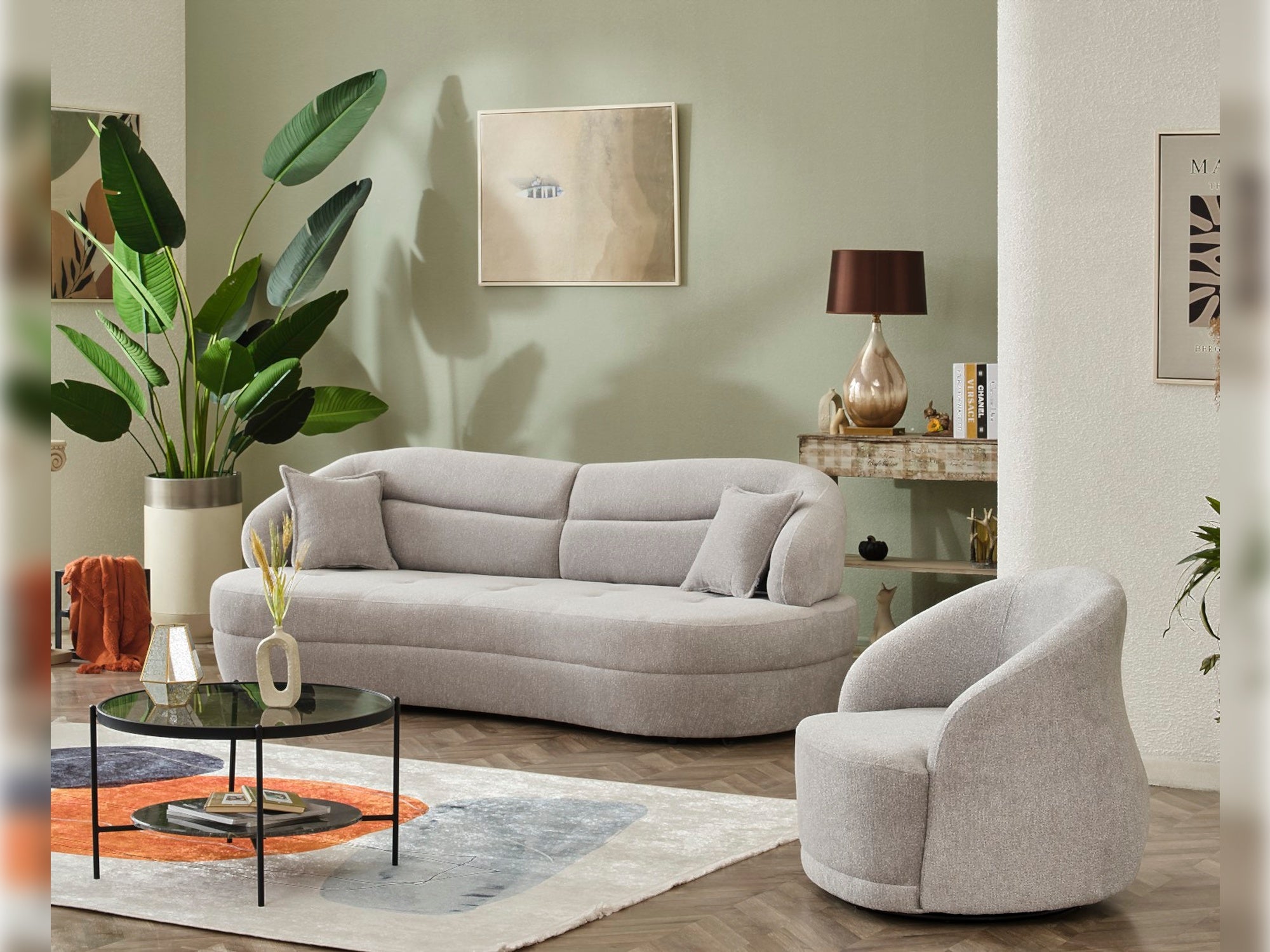 Gloria 4-pieces (2 Sofa & 2 Chair) Livingroom Set Cream