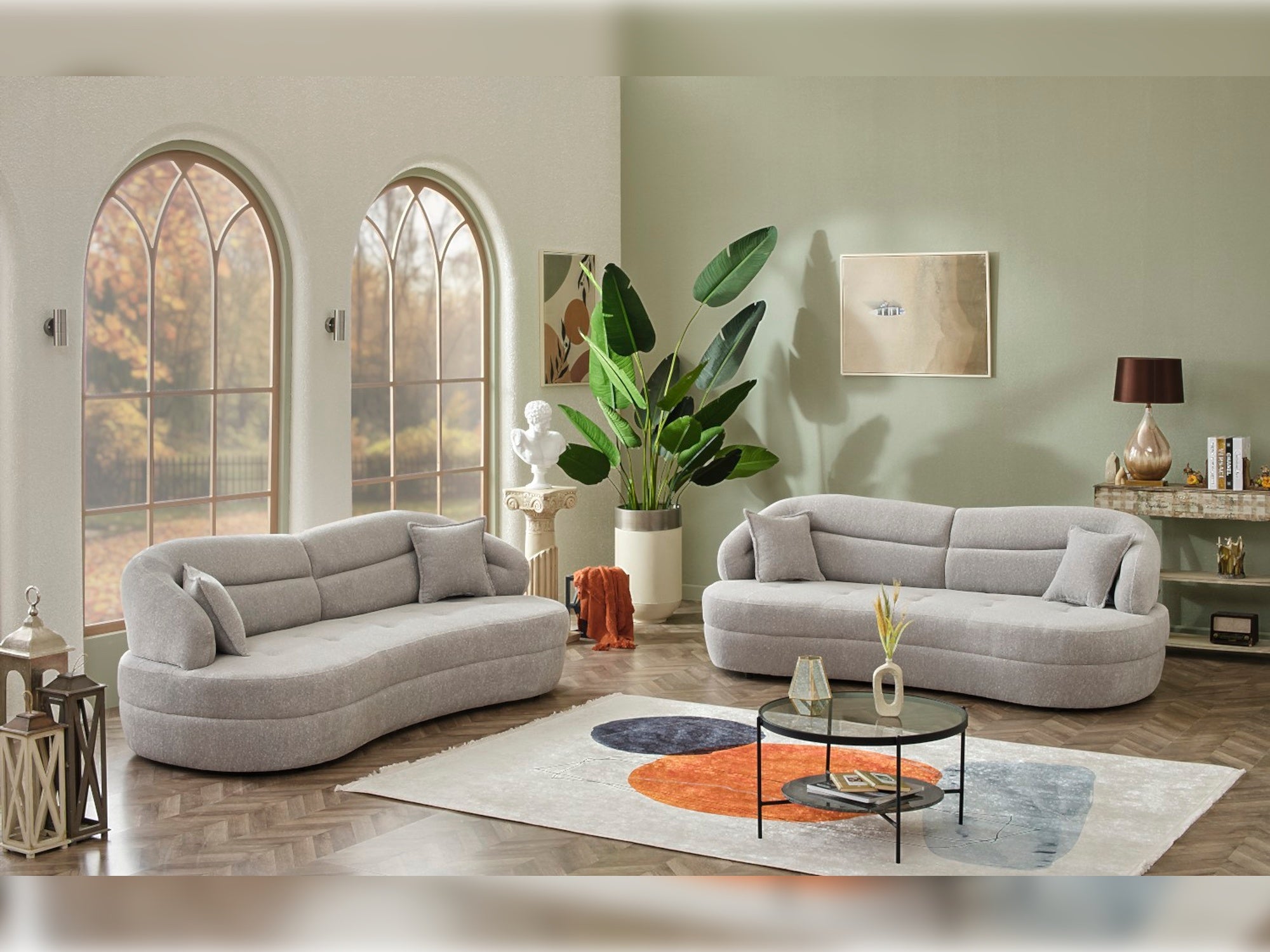Gloria 4-pieces (2 Sofa & 2 Chair) Livingroom Set Cream