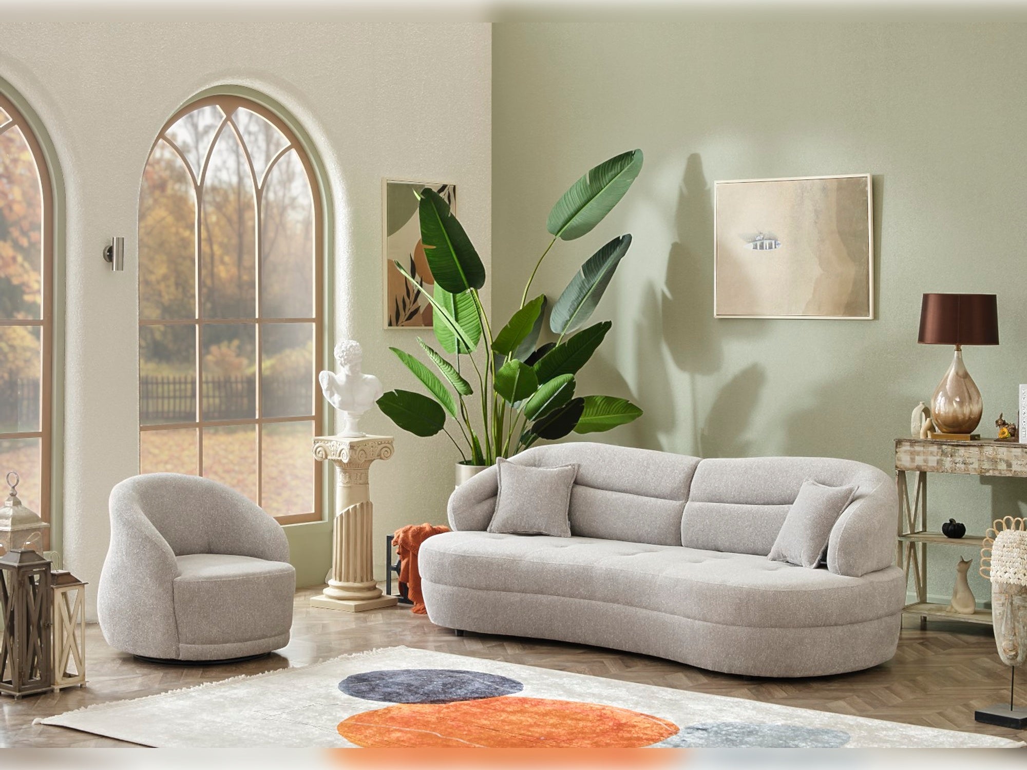 Gloria 4-pieces (2 Sofa & 2 Chair) Livingroom Set Cream