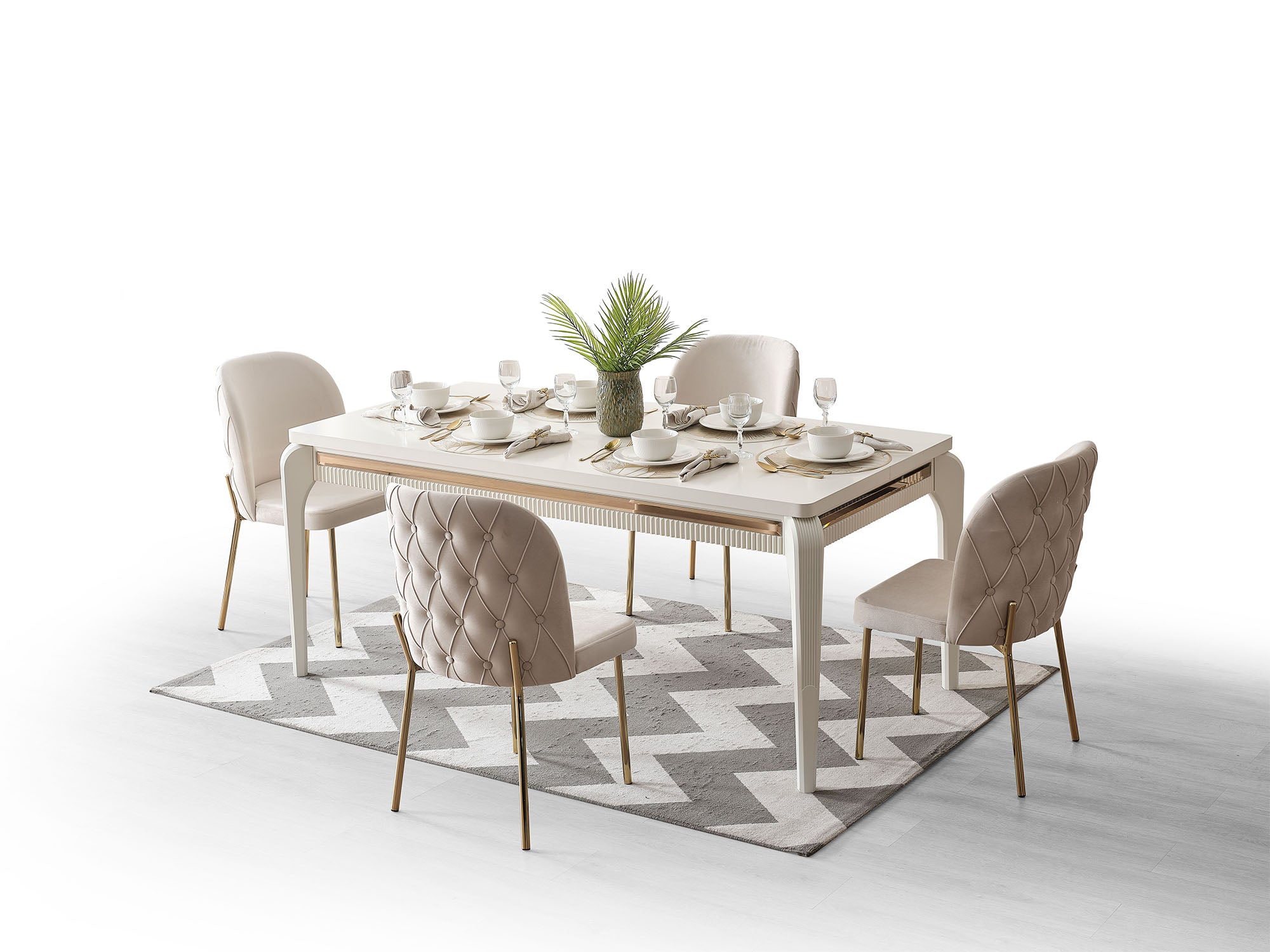 Hare Diningroom (Consol With Mirror & Dining Table & 6 Dining Chair)