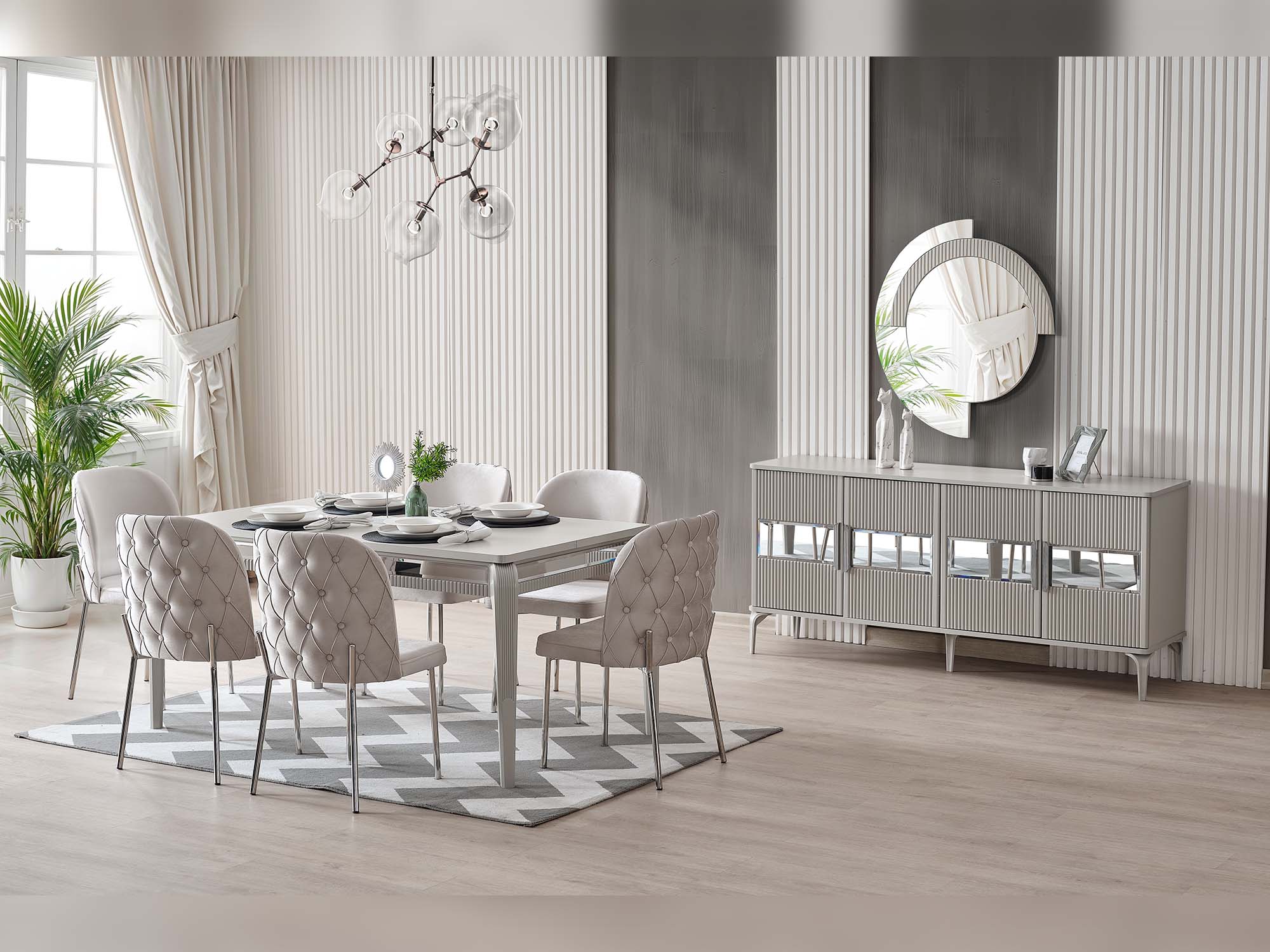 Hare Diningroom (Consol With Mirror & Dining Table & 6 Dining Chair)