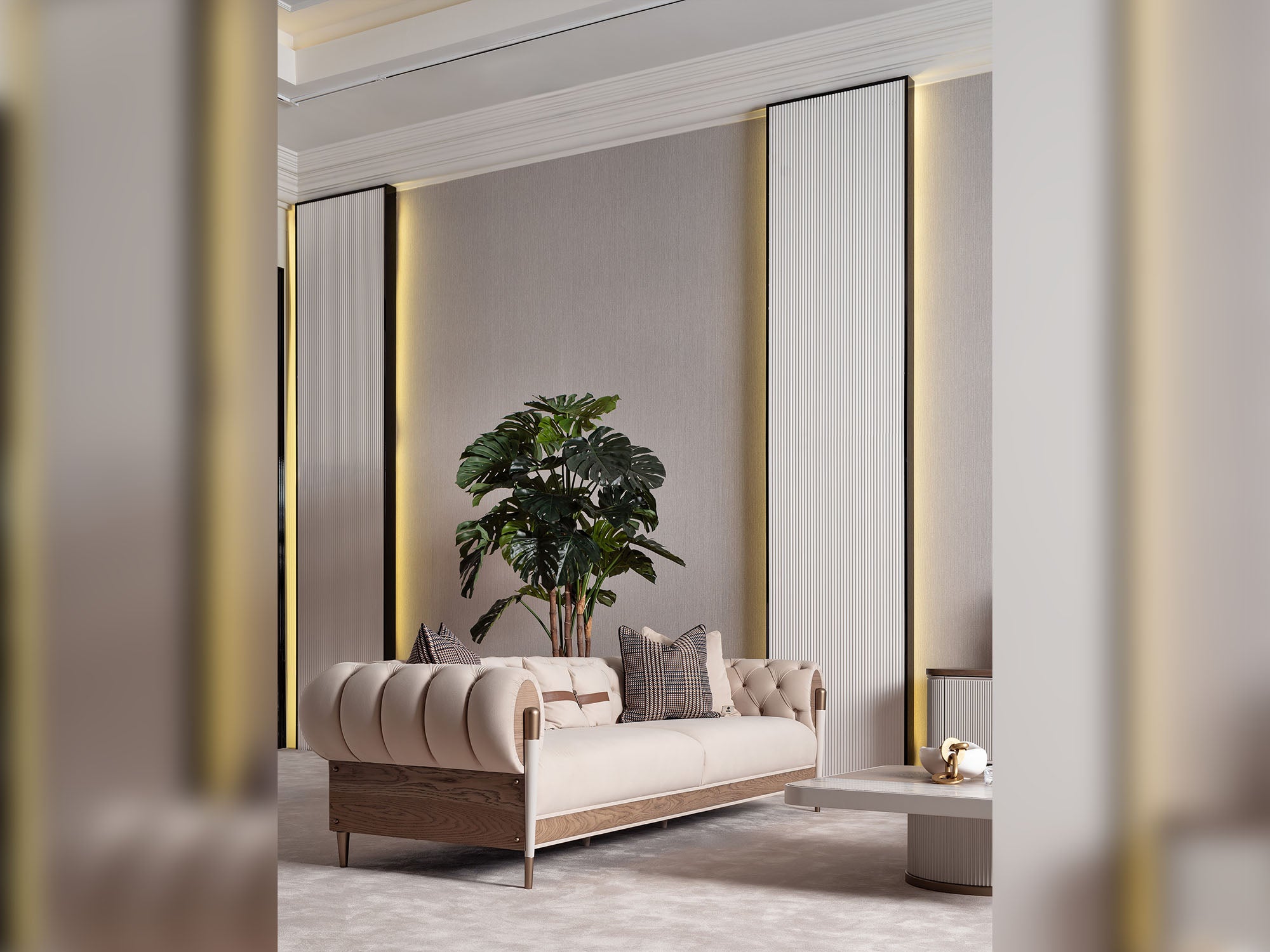 Harmony 4-pieces (1 Four Seater Chester Sofa & 1 Four Seater Sofa & 2 Chair) Livingroom