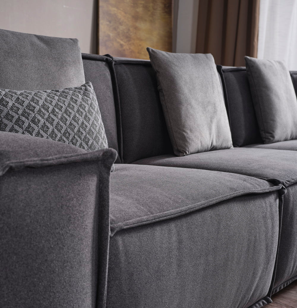 Padova Sectional With Ottoman Grey