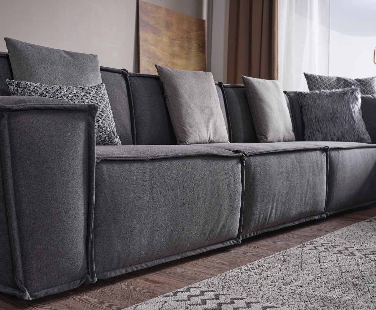 Padova Sectional With Ottoman Grey