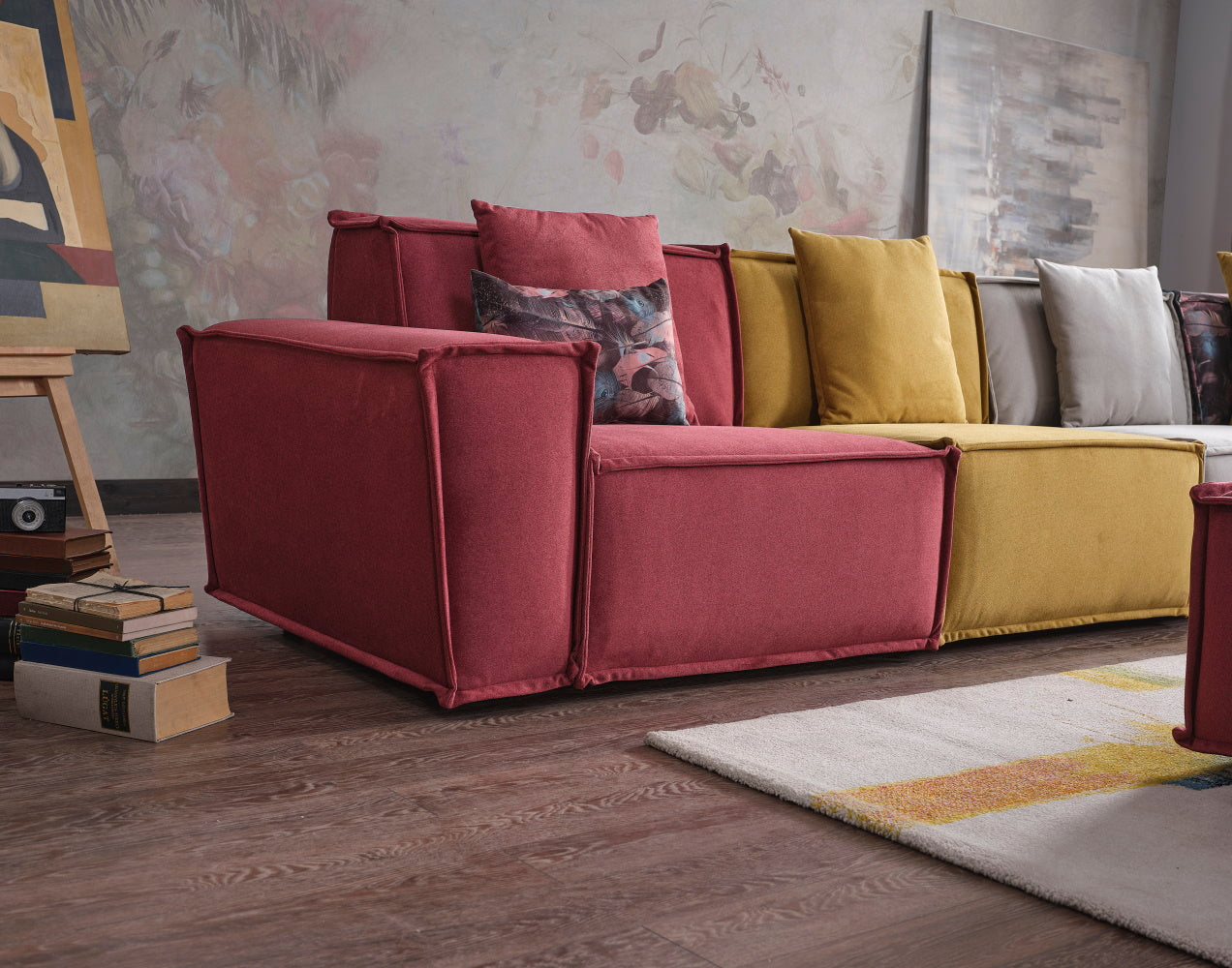 Padova Sectional With Ottoman Mix Color