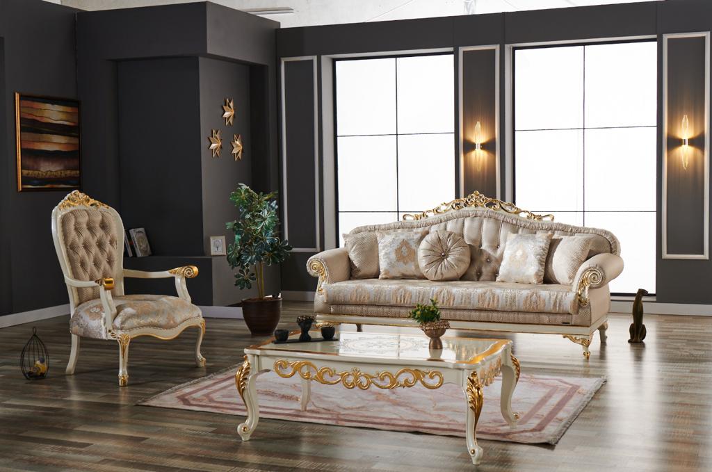 Kardelen 4-pieces (2 Sofa & 2 Chair) Livingroom Set Cream