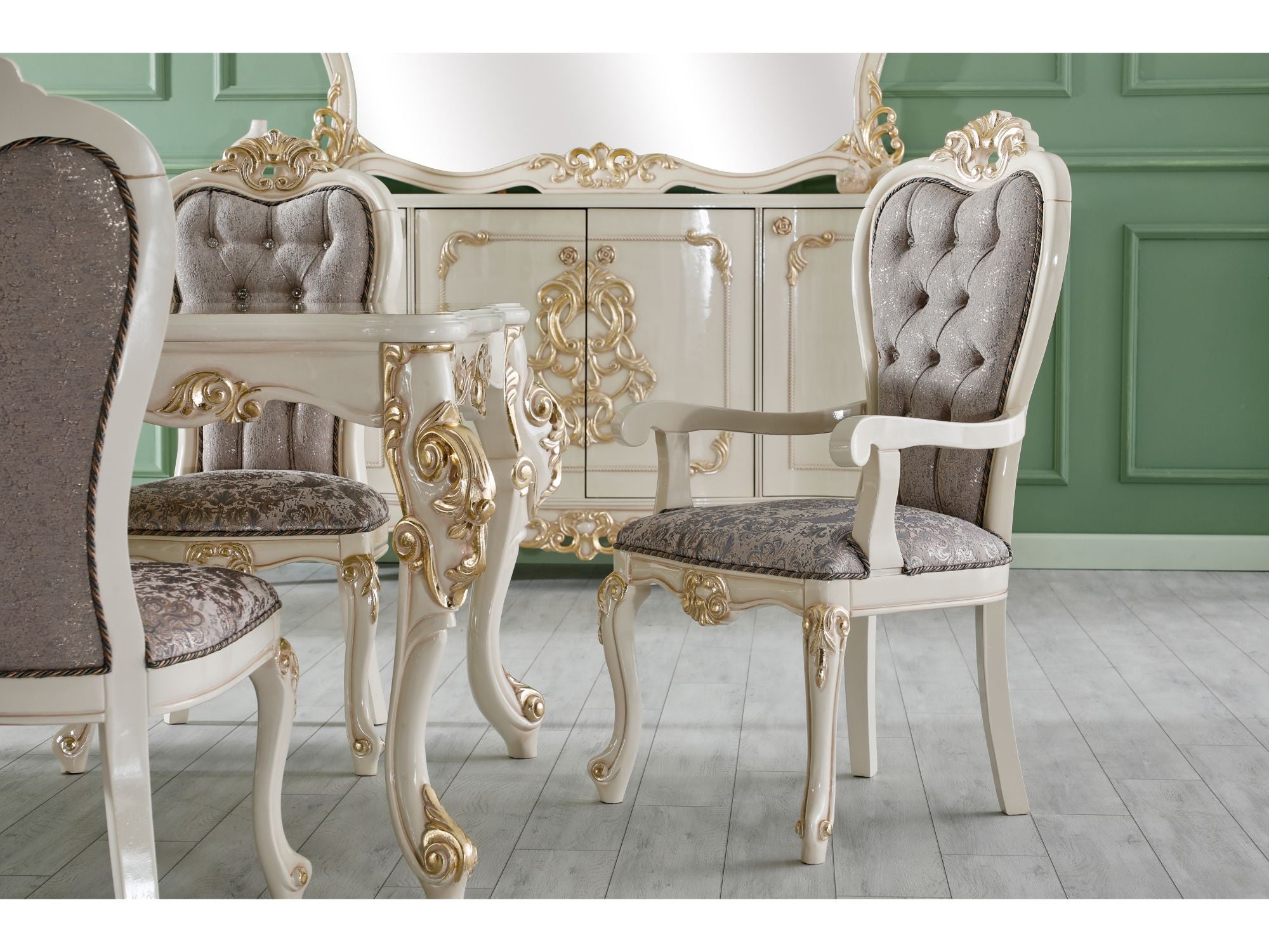 Kelebek Diningroom (Consol With Mirror & Dining Table & 2 Arm Chair & 4 Chair)