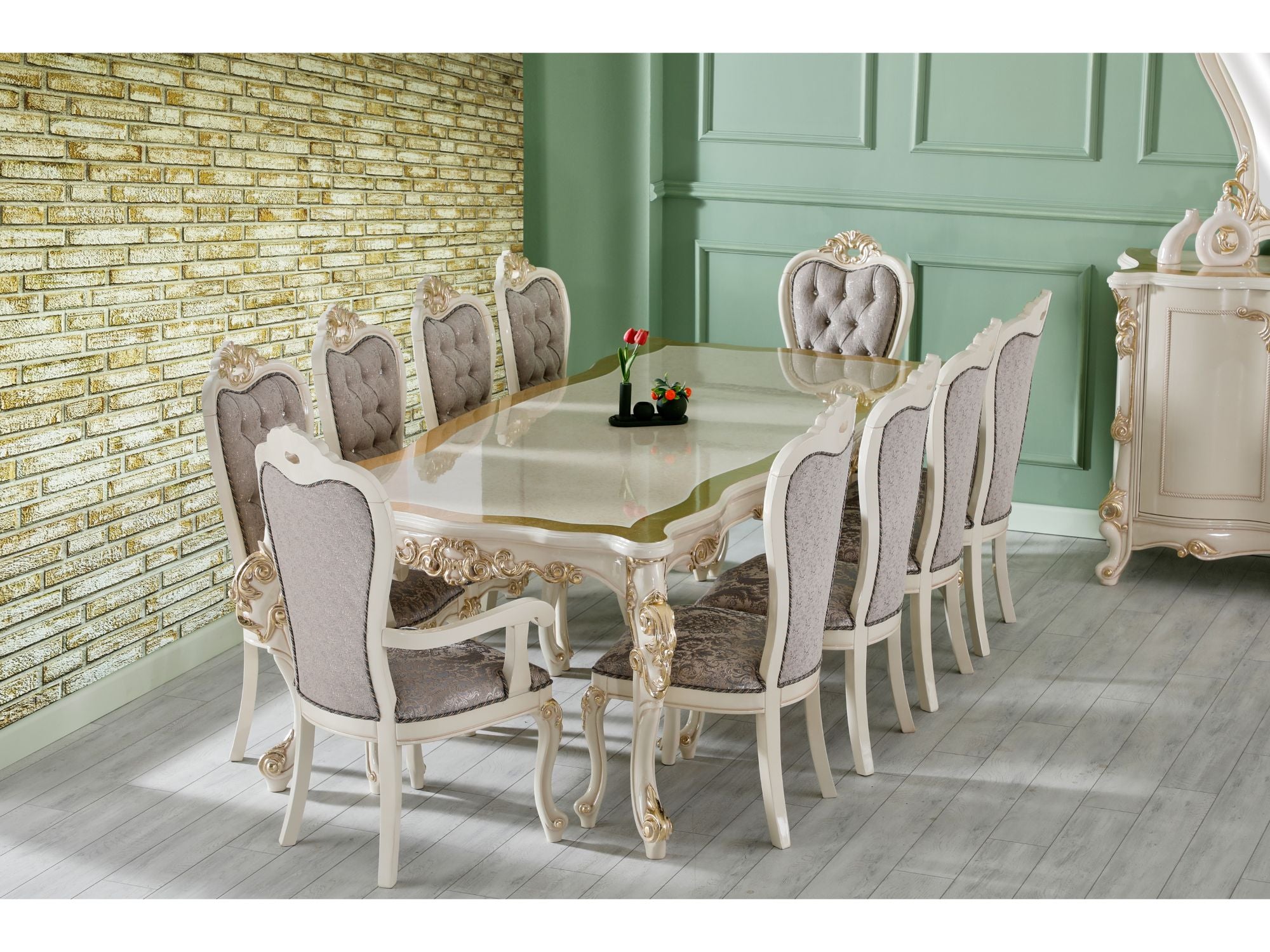 Kelebek Diningroom (Consol With Mirror & Dining Table & 2 Arm Chair & 4 Chair)