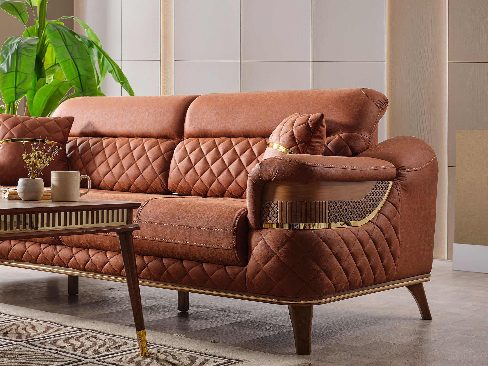 Kristal 3-pieces (Sofa & Loveseat & Chair) Livingroom Set Dark Brick