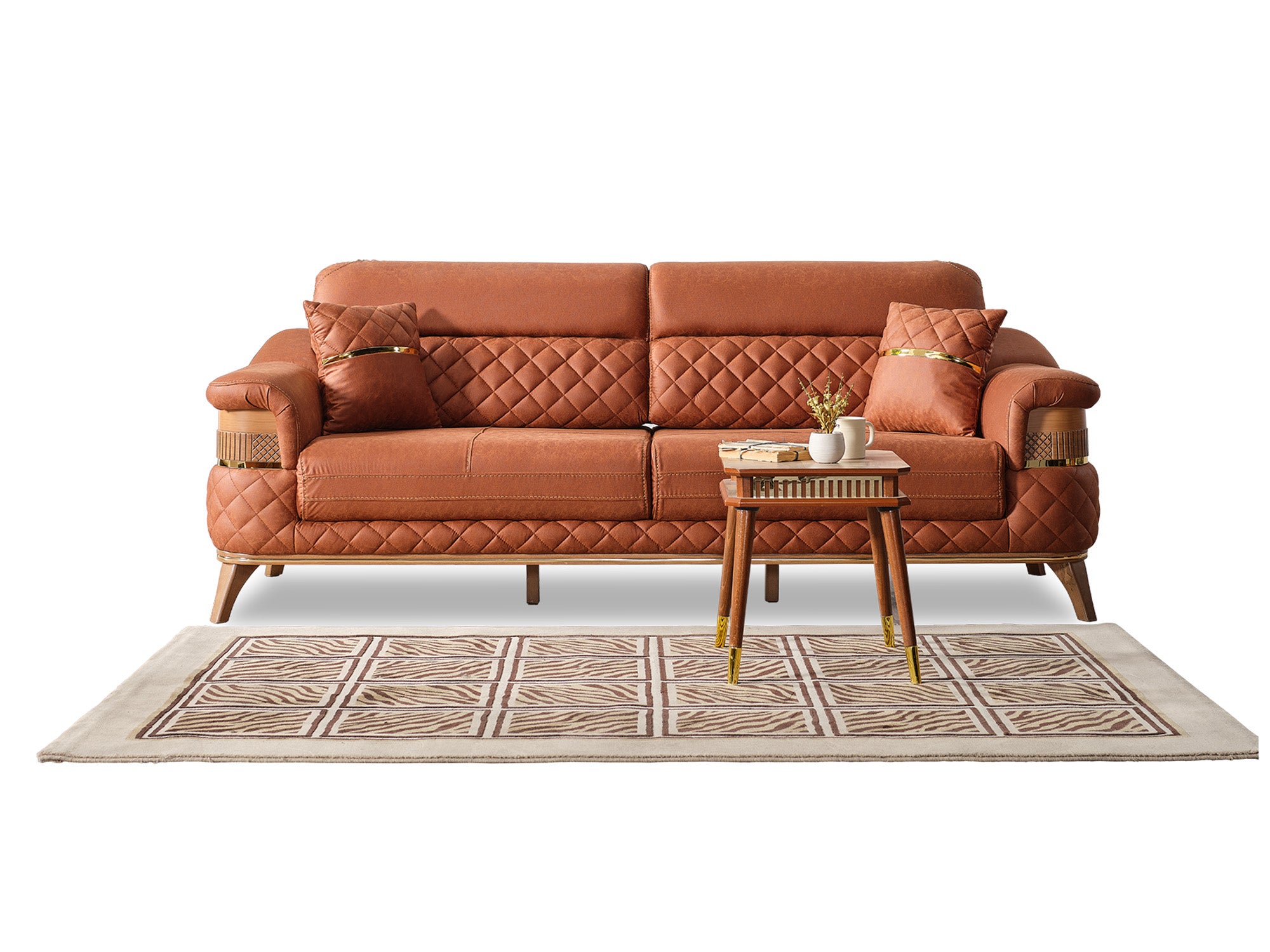 Kristal 3-pieces (Sofa & Loveseat & Chair) Livingroom Set Dark Brick