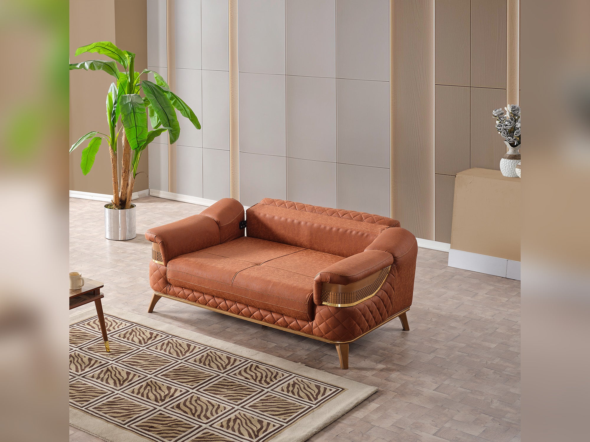 Kristal 3-pieces (Sofa & Loveseat & Chair) Livingroom Set Dark Brick