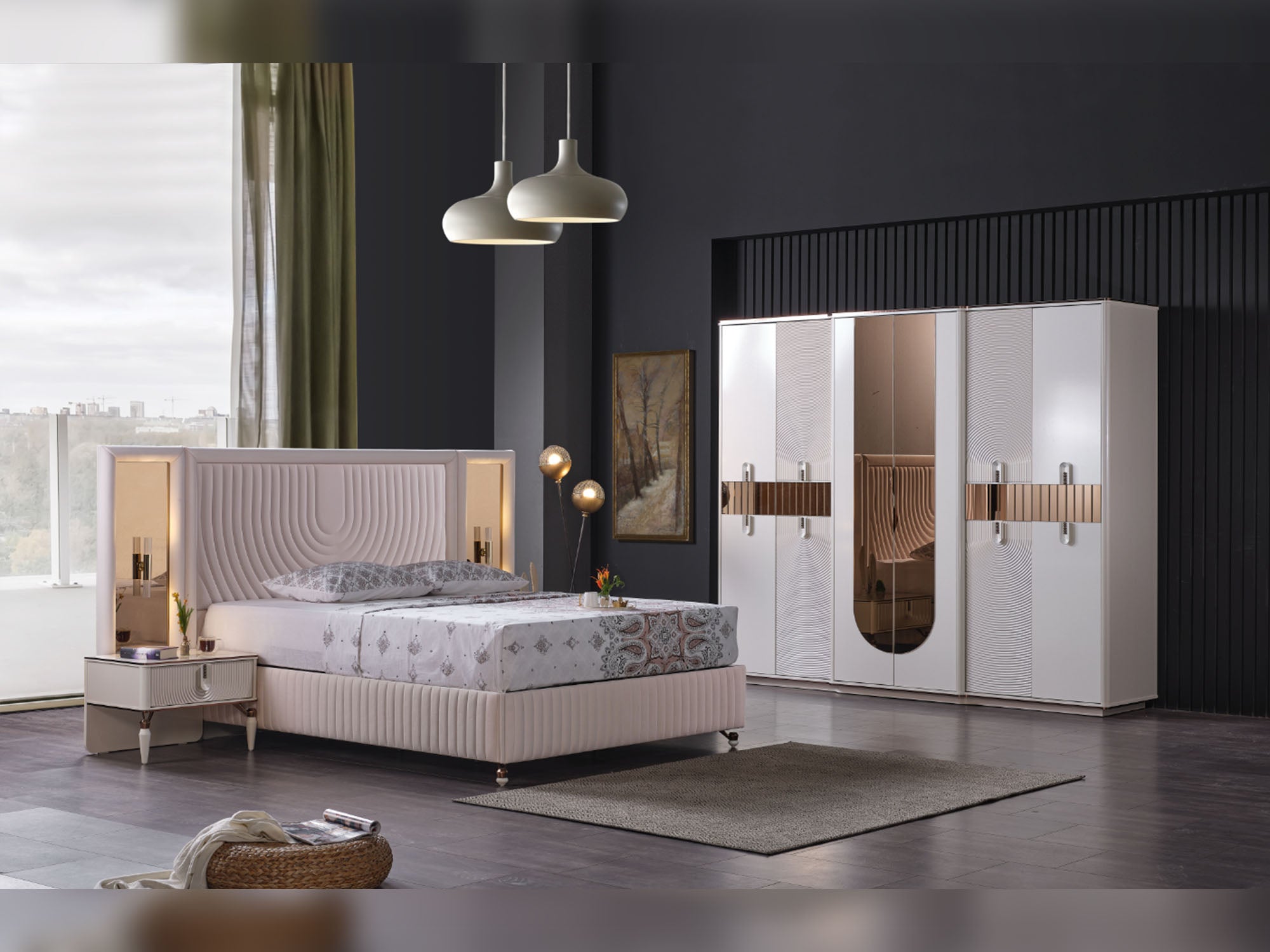 Kuvars Nightstand With Back Part