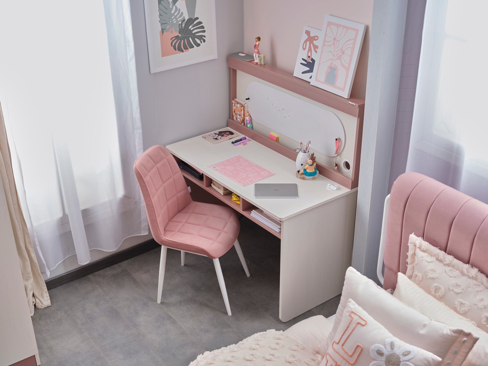 Linda Kids Room Set (Twin Bed & Study Desk & Nightstand)