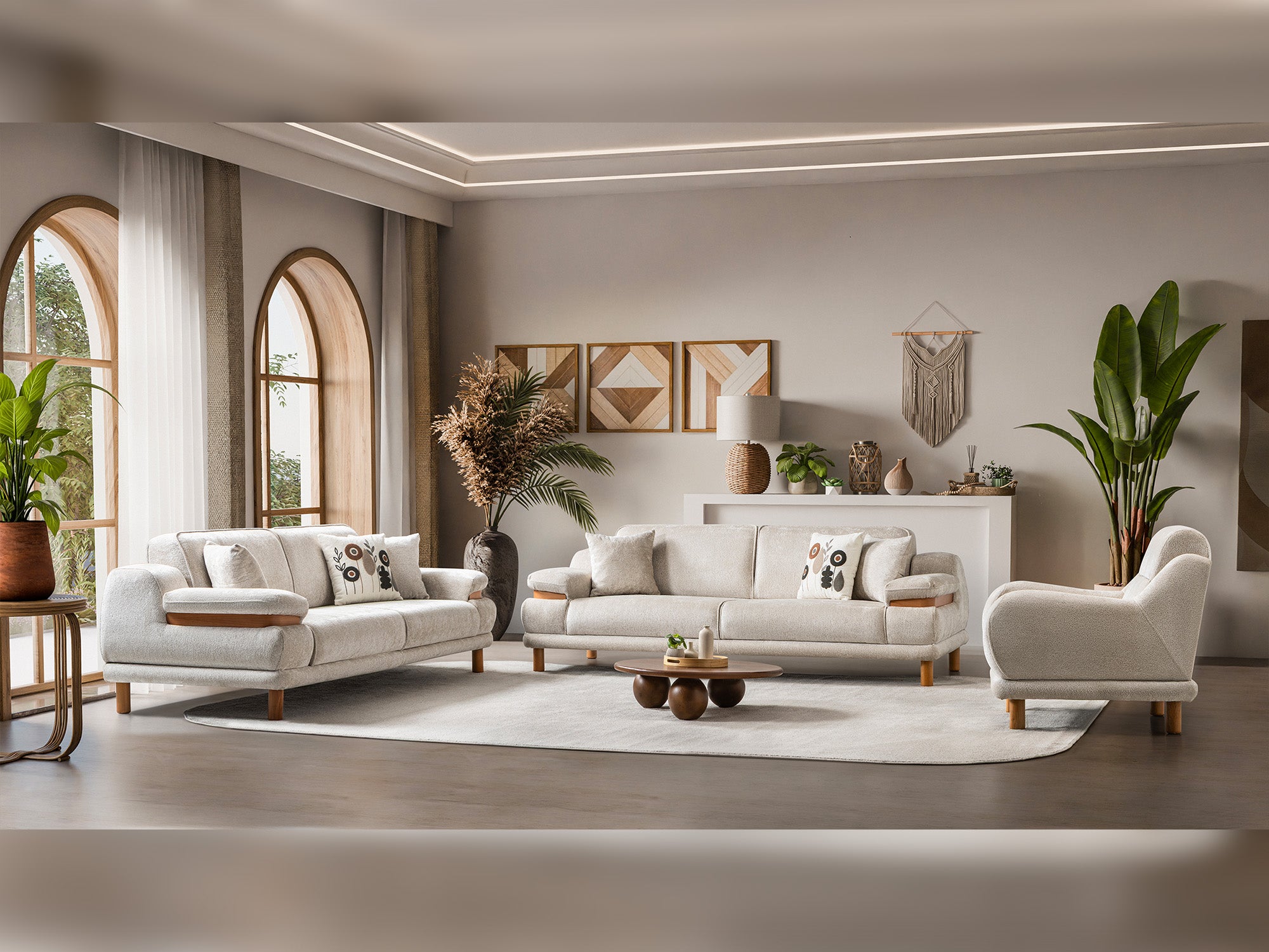 Latte 3-pieces (Sofa & Loveseat & Chair) Livingroom Set