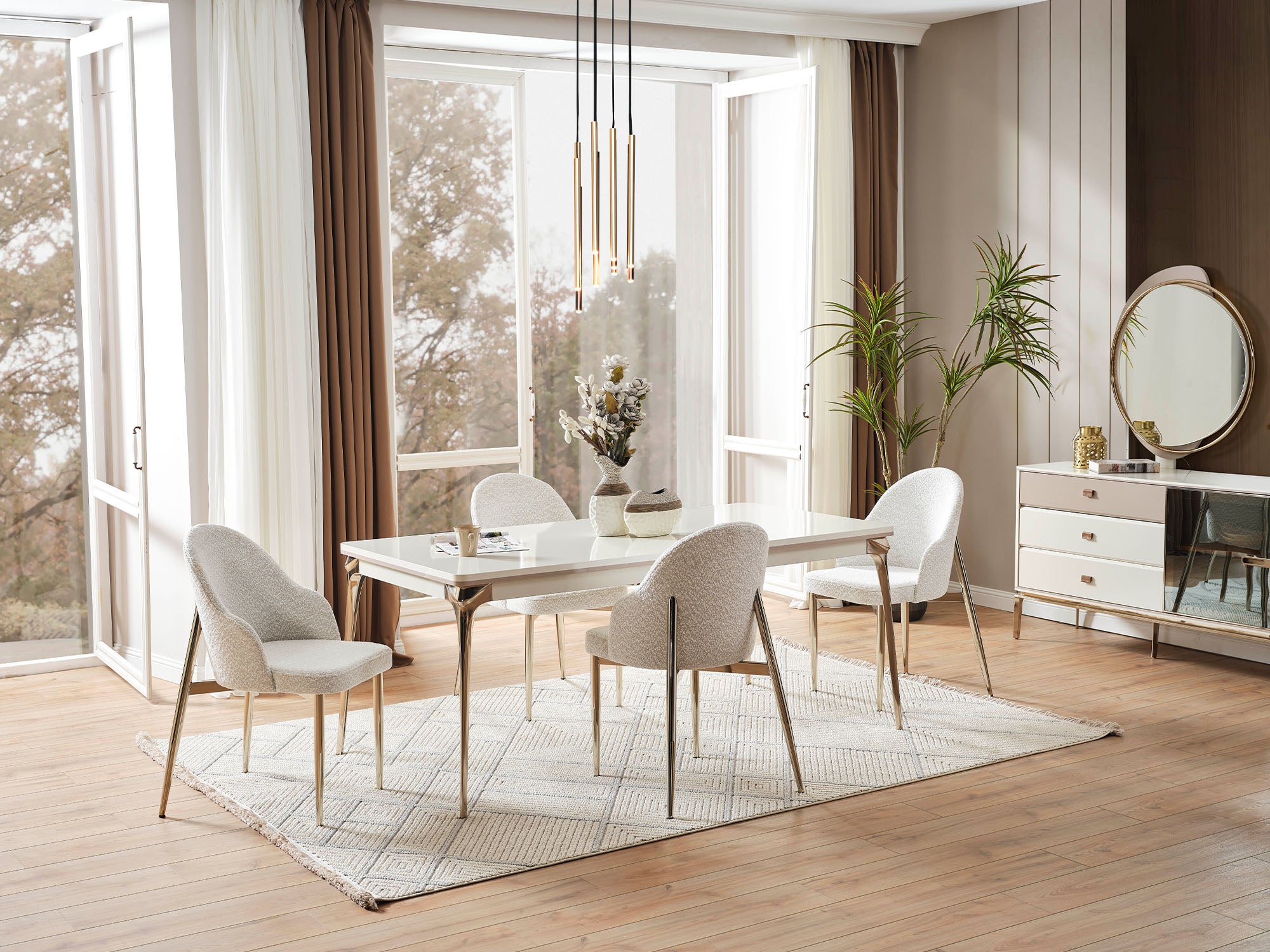 Law Diningroom (Consol With Mirror & Dining Table & 6 Dining Chair)