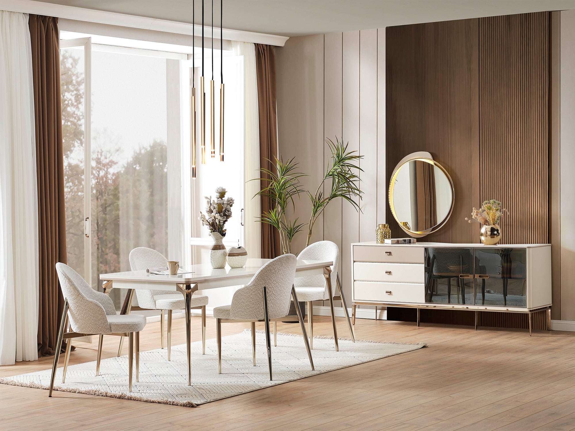 Law Diningroom (Consol With Mirror & Dining Table & 6 Dining Chair)