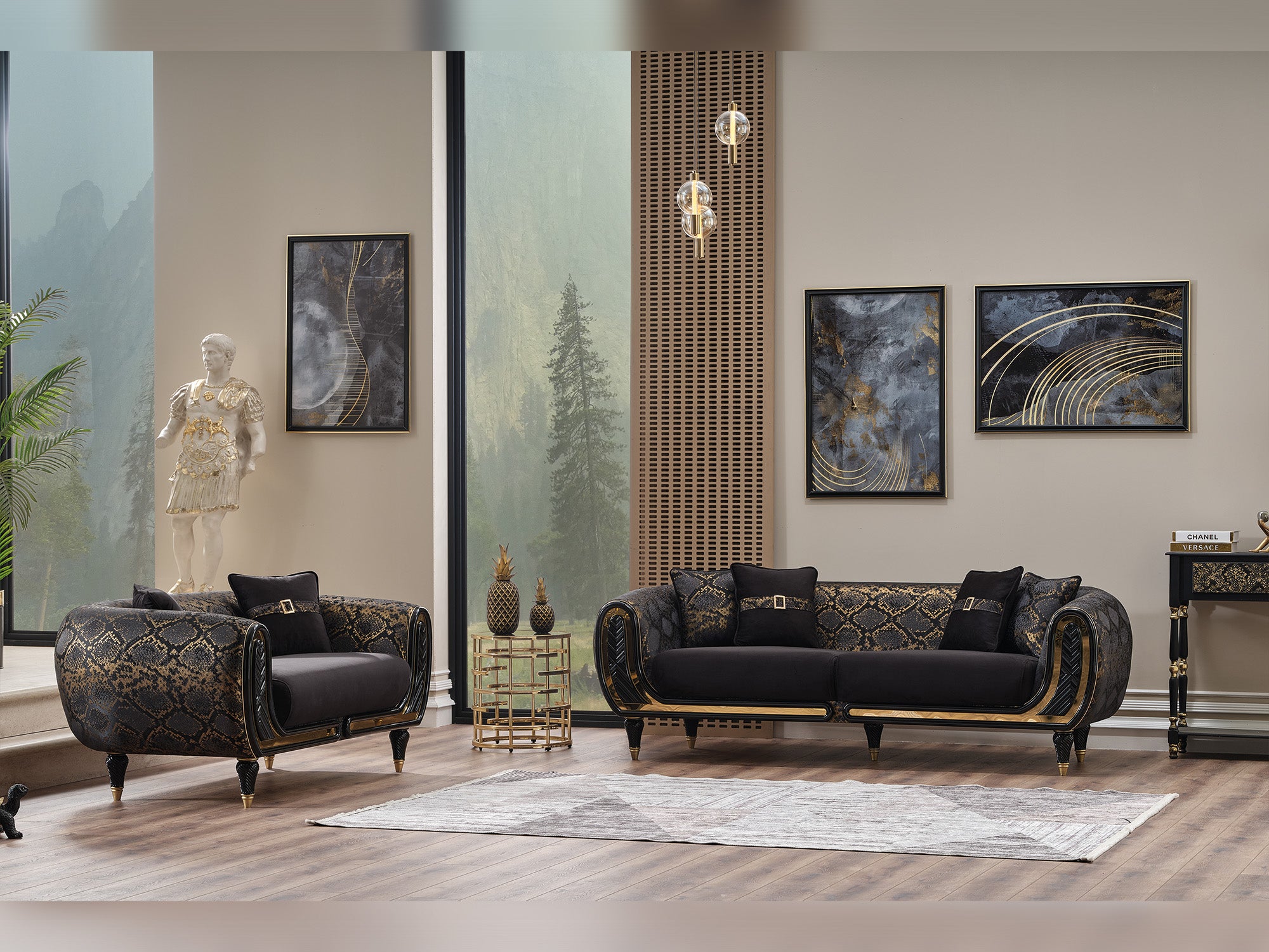 Lima 3-pieces (Sofa & Loveseat & Chair) Livingroom Set Black