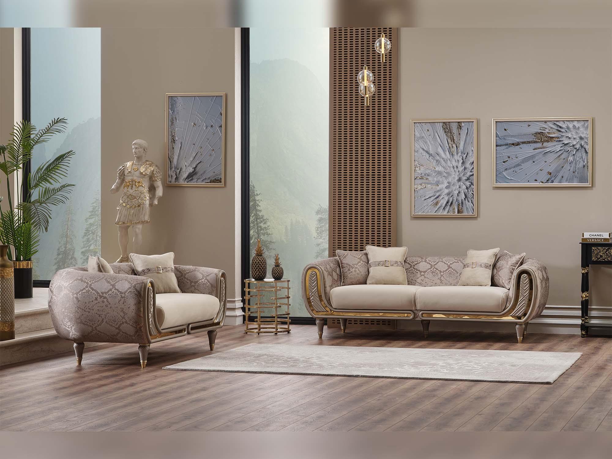 Lima 3-pieces (Sofa & Loveseat & Chair) Livingroom Set Cream