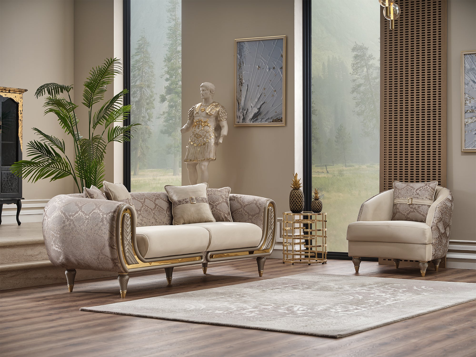 Lima 3-pieces (Sofa & Loveseat & Chair) Livingroom Set Cream