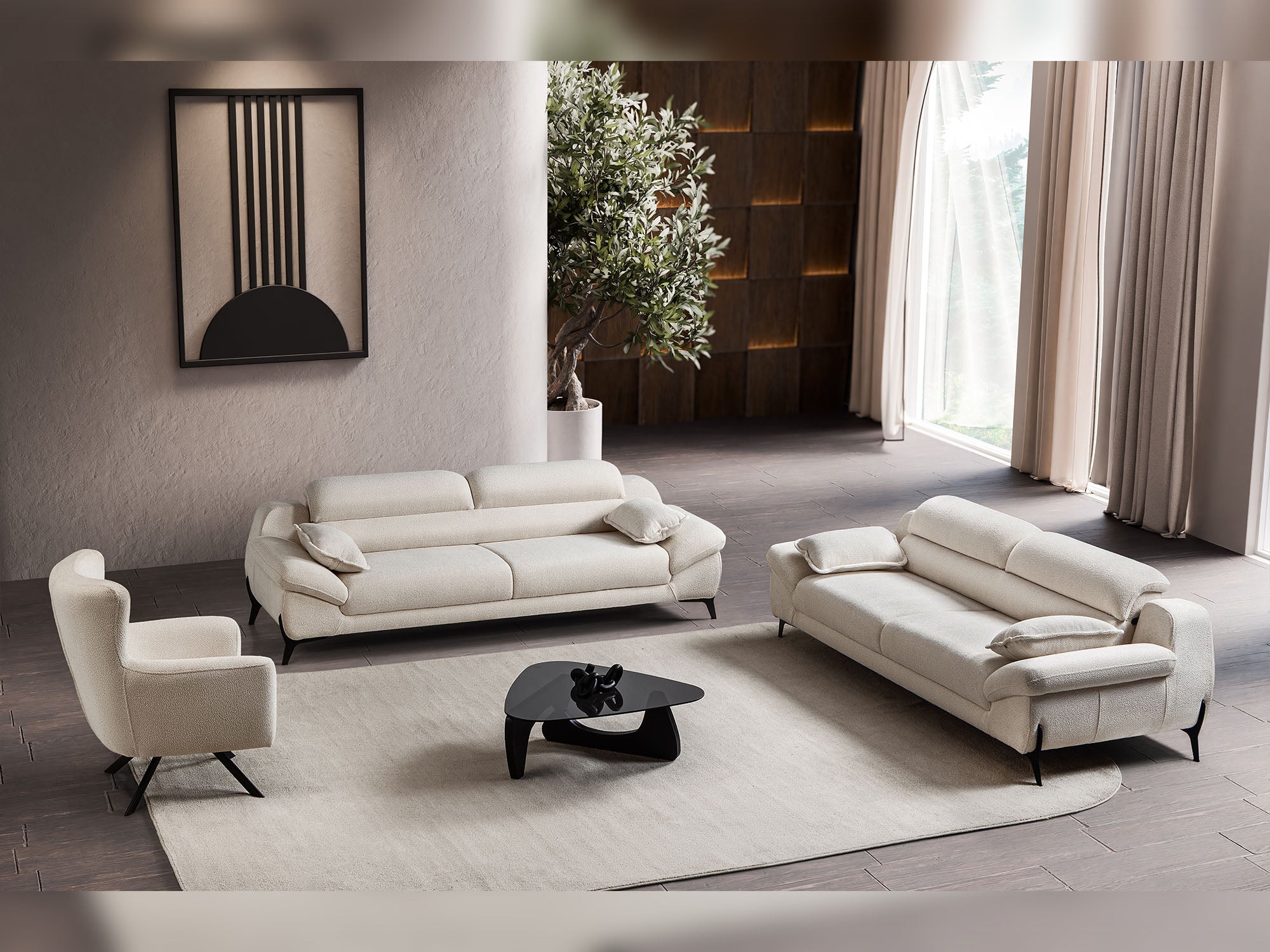 Lorenzo 3-pieces (Sofa & Loveseat & Chair) Livingroom Set