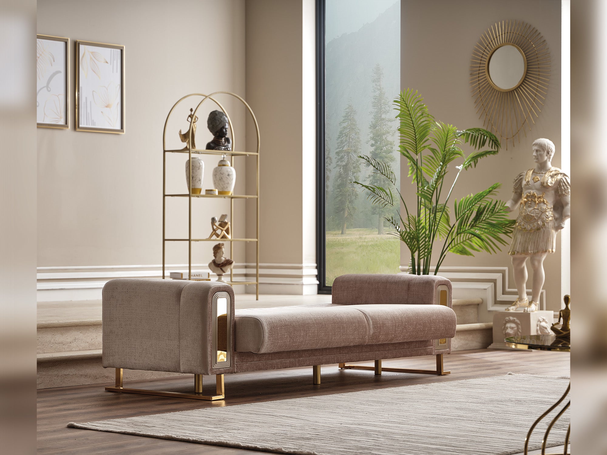 Lotus 3-pieces (Sofa & Loveseat & Chair) Livingroom Set Cream