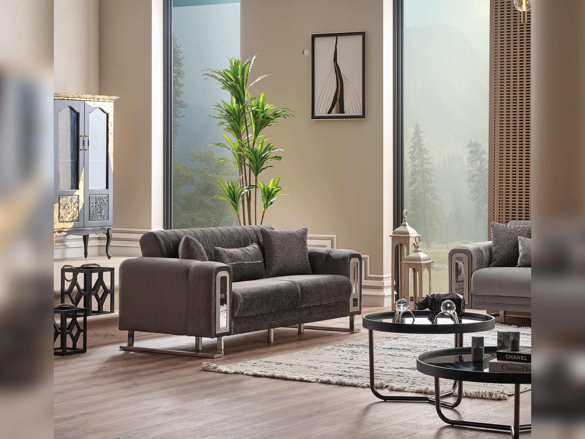 Lotus 3-pieces (Sofa & Loveseat & Chair) Livingroom Set Grey