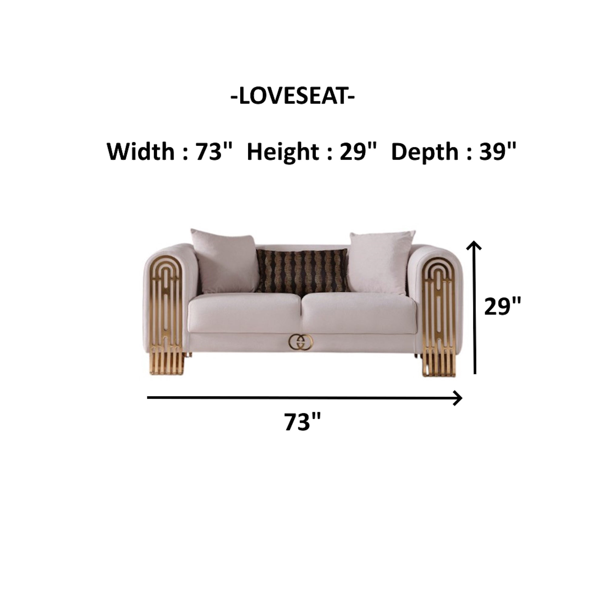 Monaco 3-pieces (Sofa & Loveseat & Chair) Livingroom Set Cream