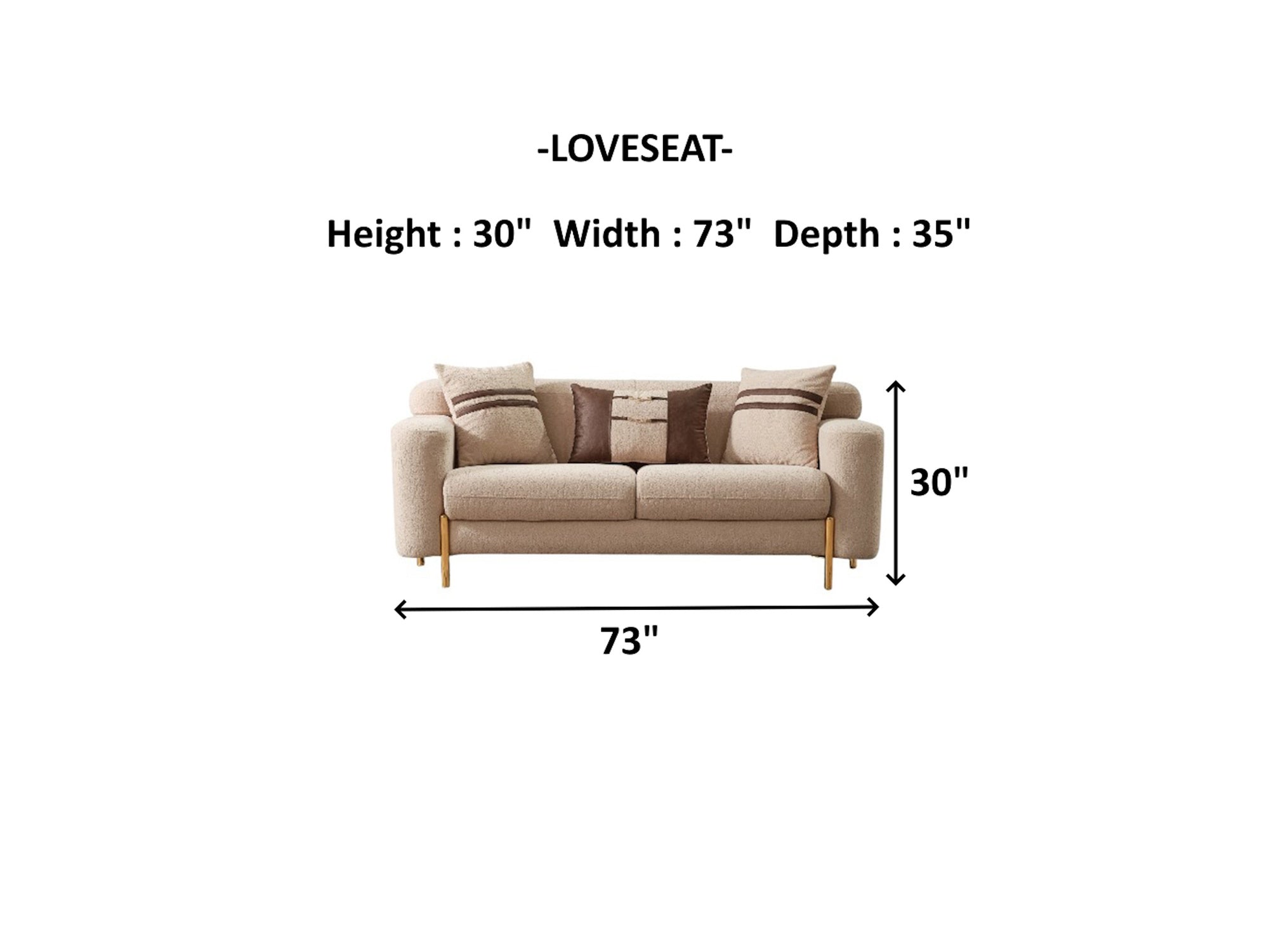 Shelby 3-pieces (Sofa & Loveseat & Chair) Livingroom Set Beige