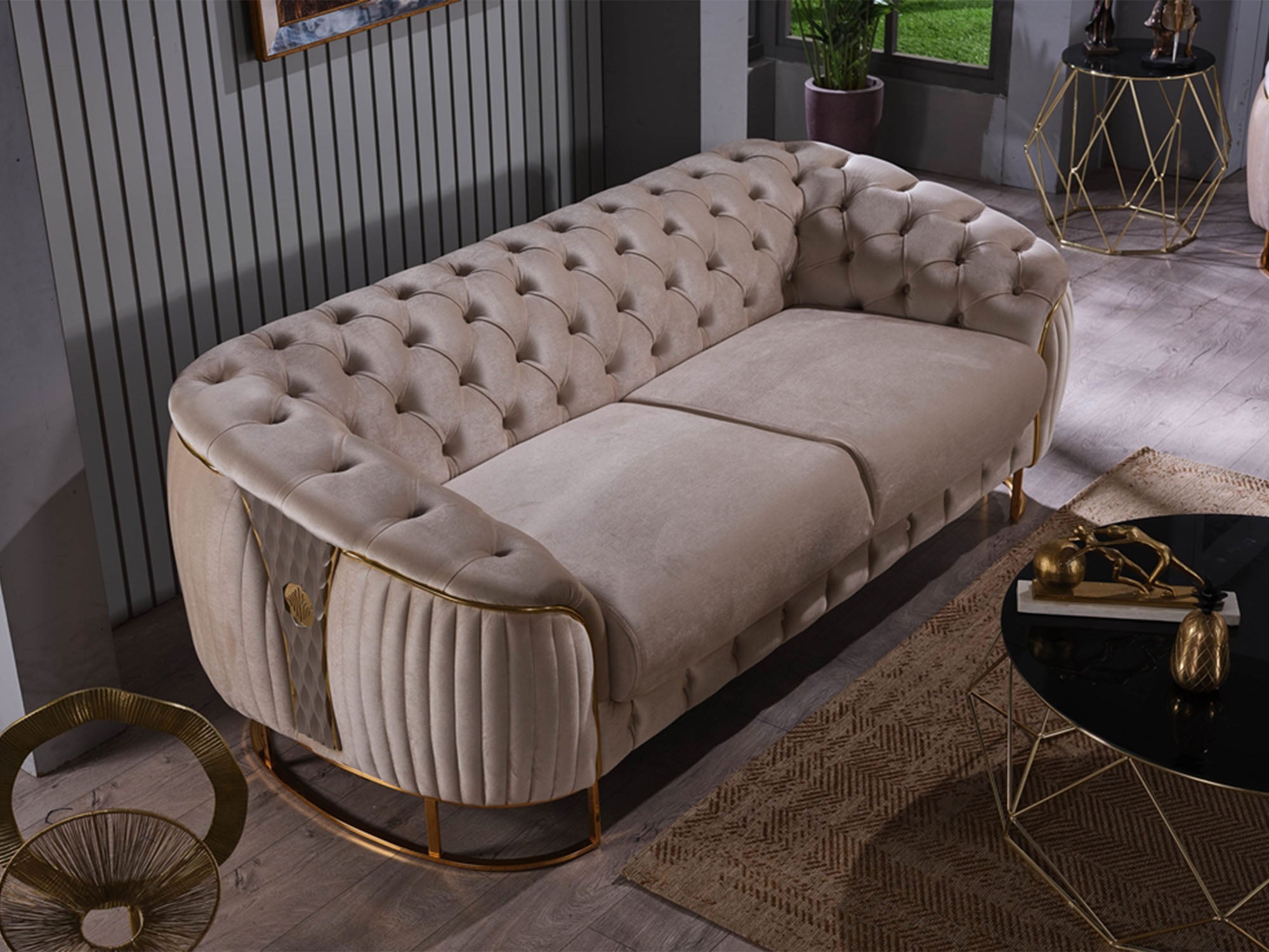 Lucas Stationary Loveseat Beige
