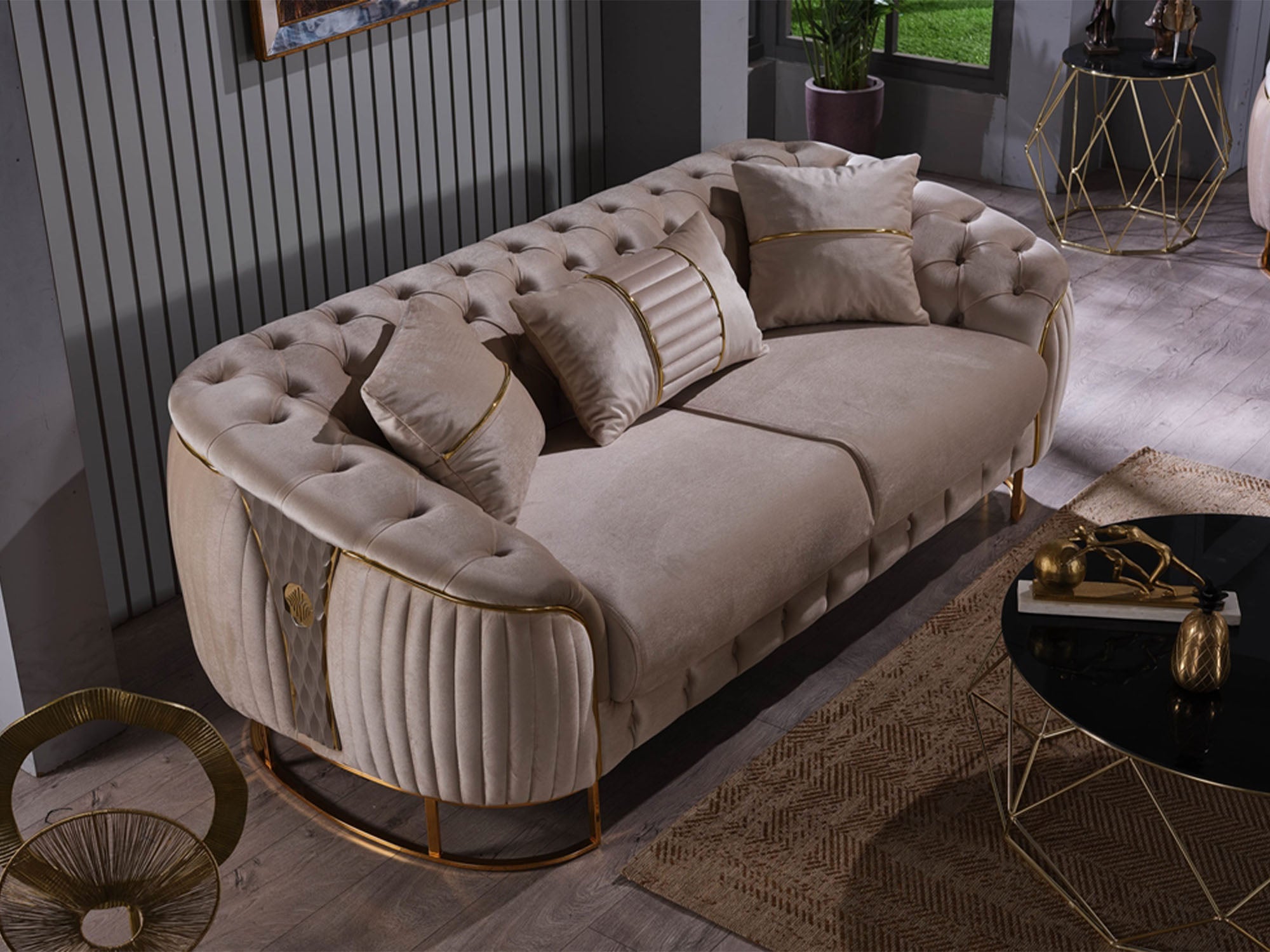 Lucas Stationary Loveseat Beige