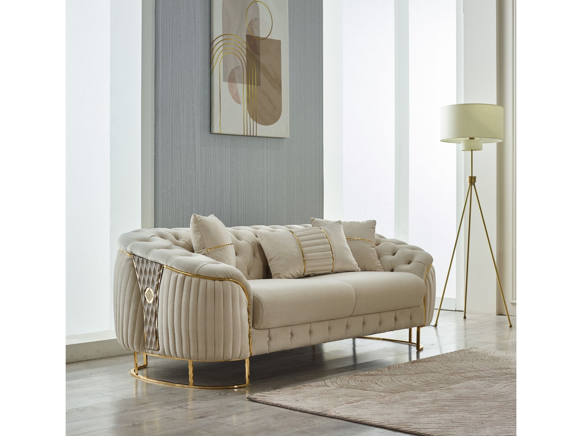 Lucas 3-pieces (Sofa & Loveseat & Chair) Livingroom Set Cream
