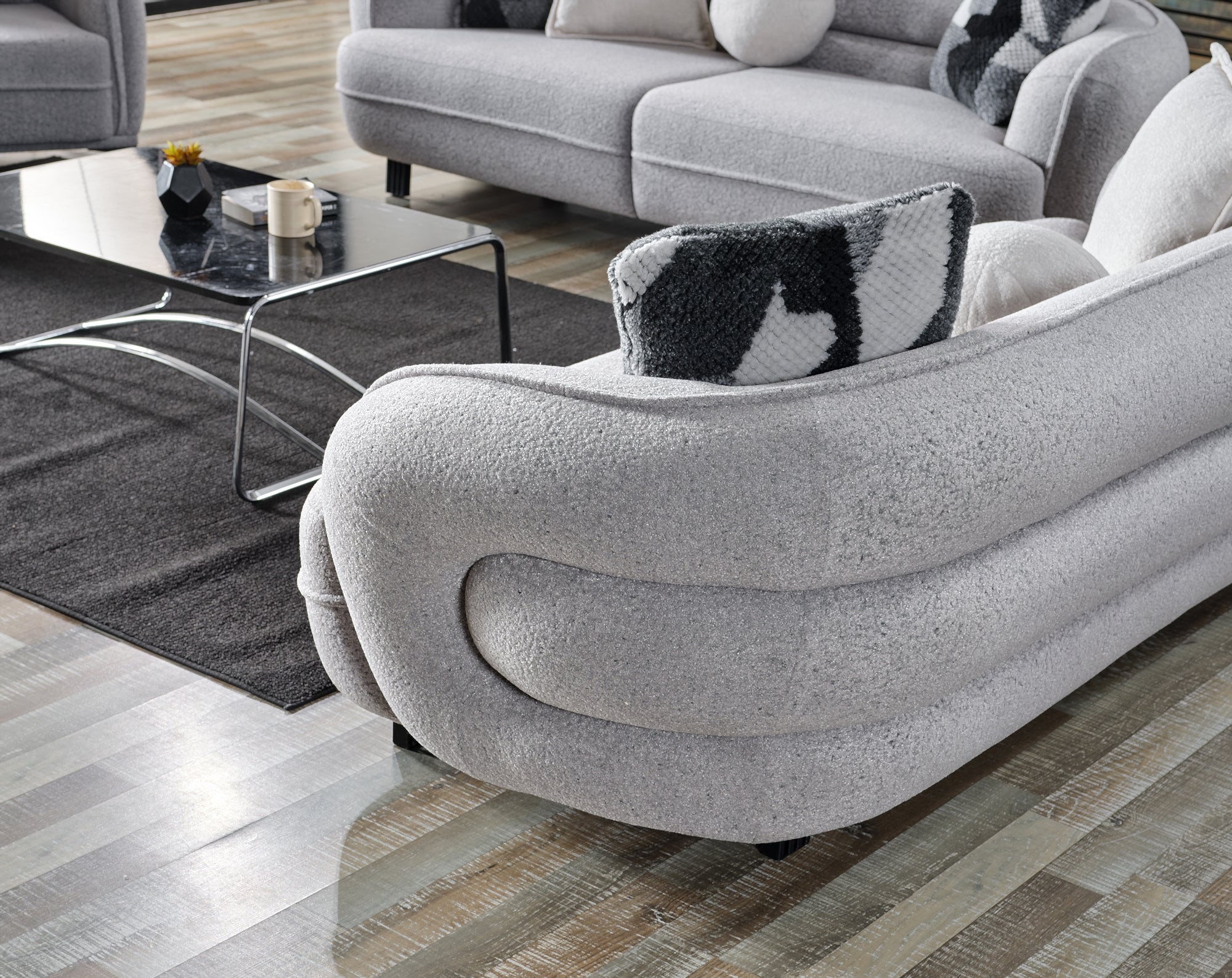 Marsilya 3-pieces (Sofa & Loveseat & Chair) Livingroom Set Grey