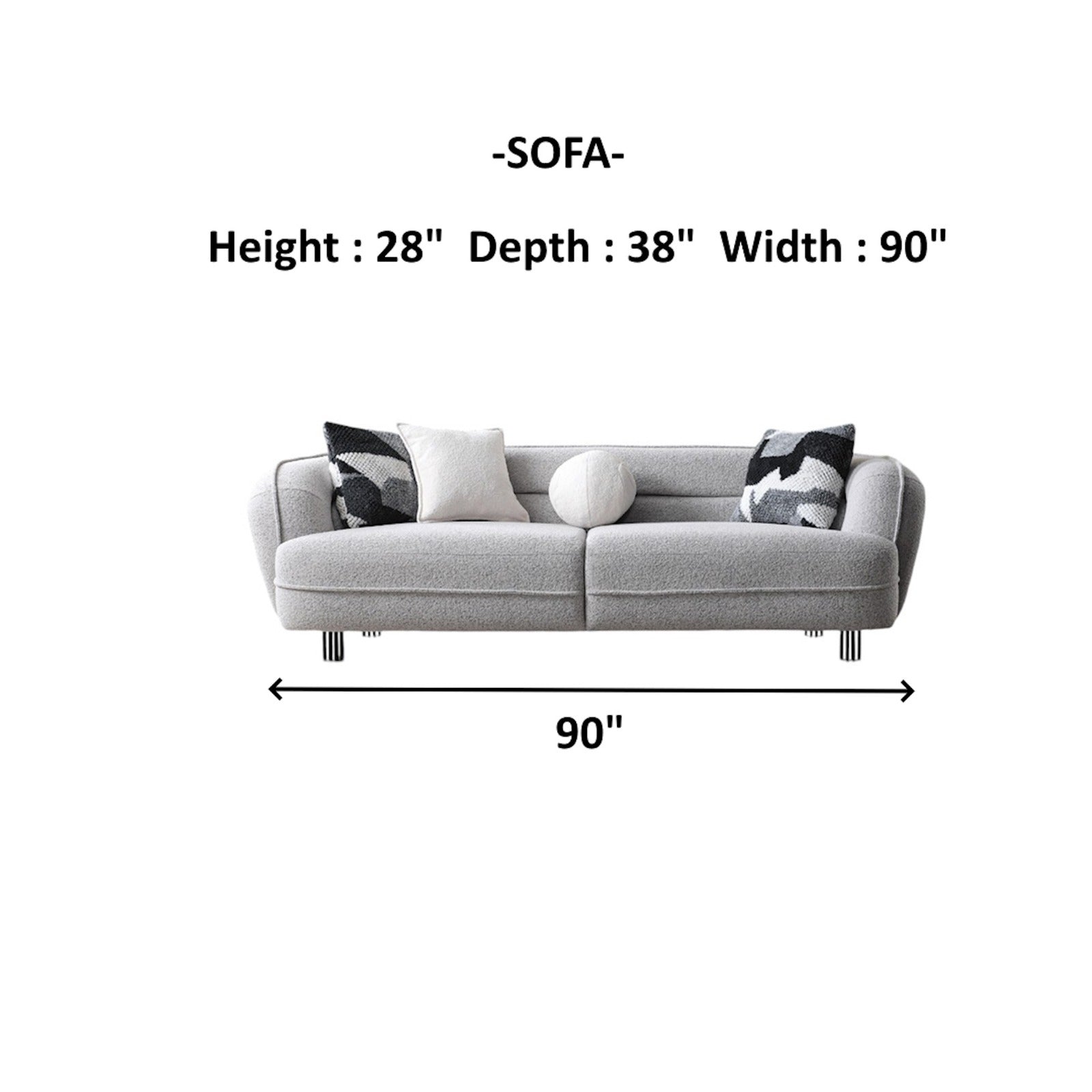 Marsilya 3-pieces (Sofa & Loveseat & Chair) Livingroom Set Grey